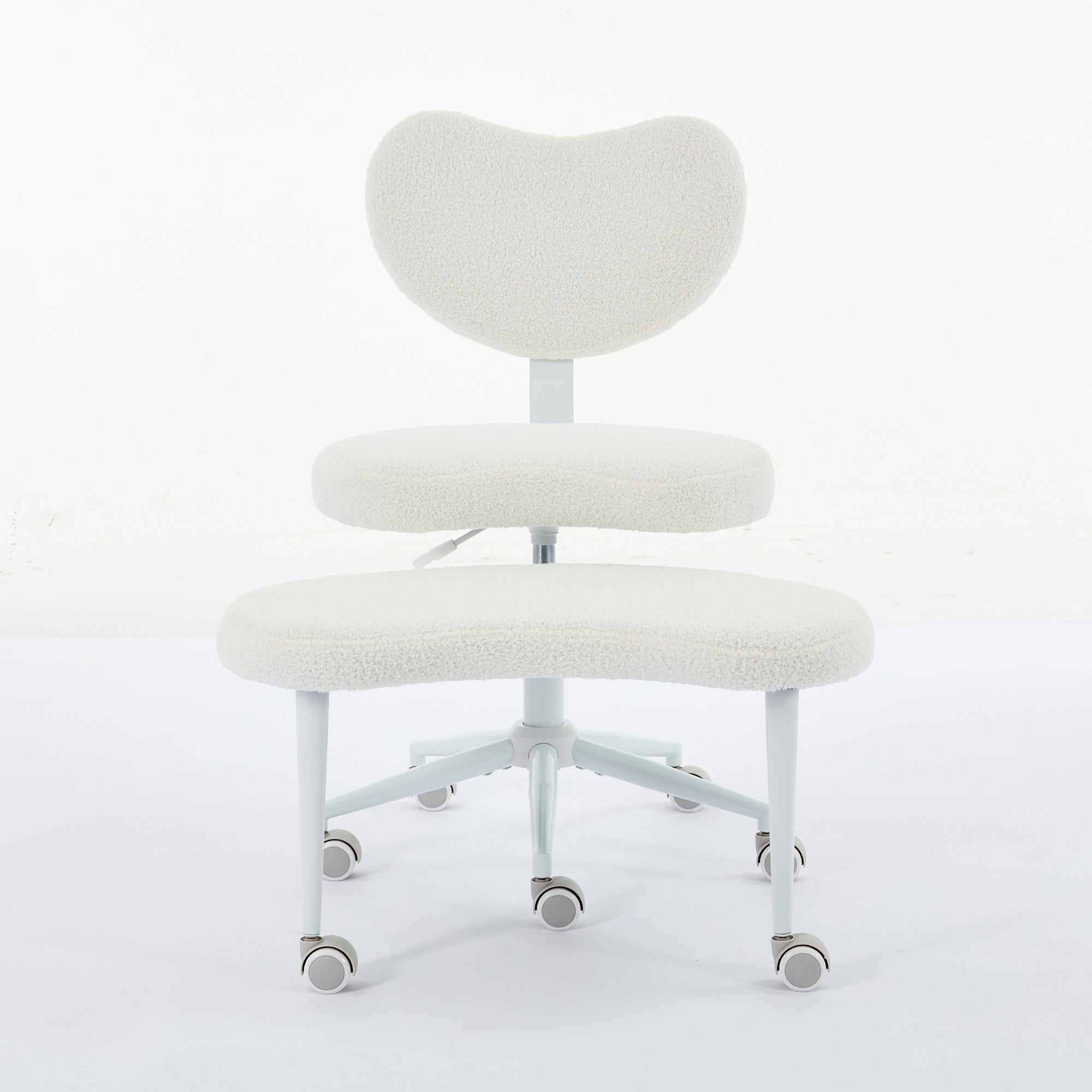 Furnibear Meditation Office Chair, Adjustable Height, Lumbar Support,White
