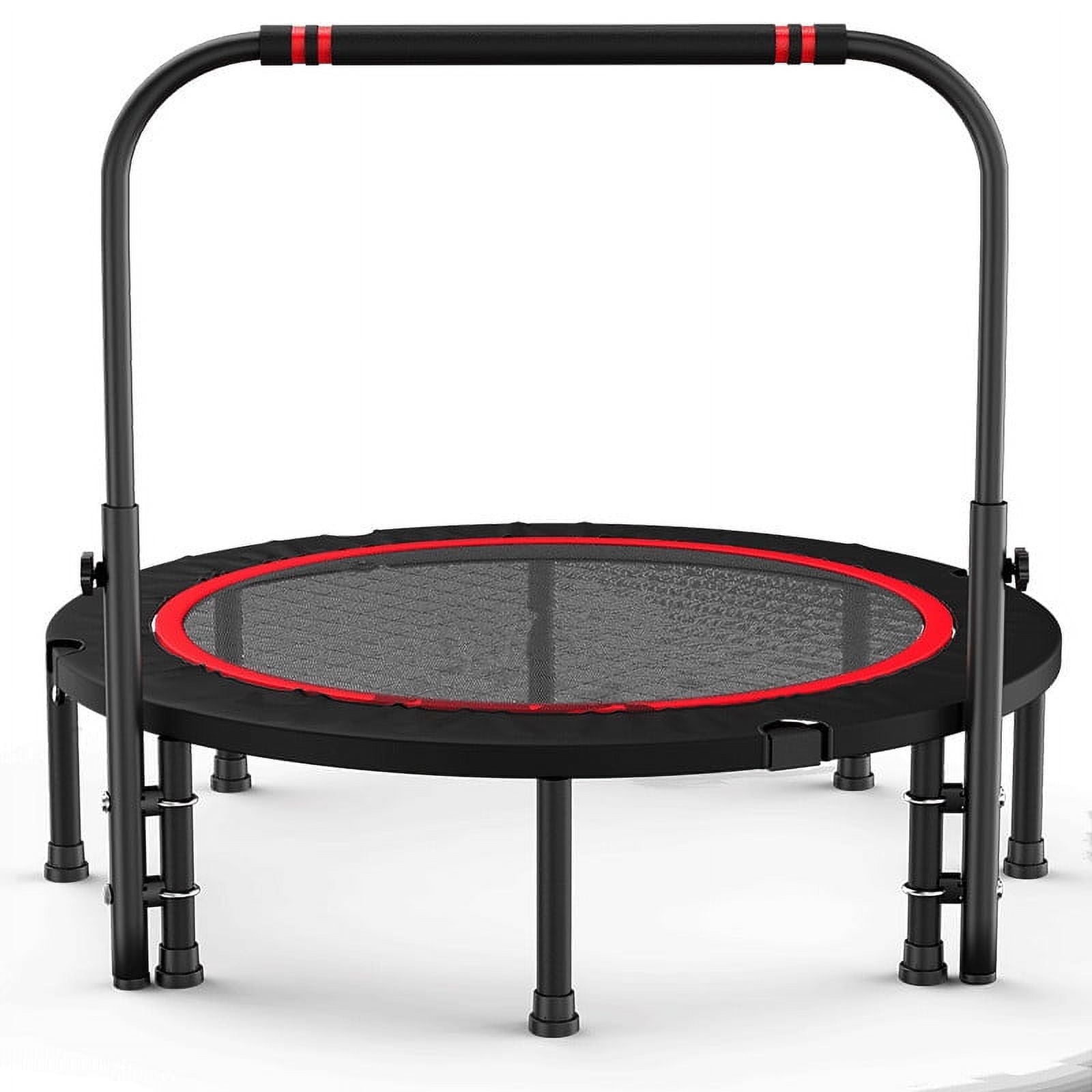 Furnibear 8 FT Trampoline with Basketball Hoop, Exercise Rebounder Mini Trampoline for Adults, Foldable with Adjustable Handle Max Load 630lbs