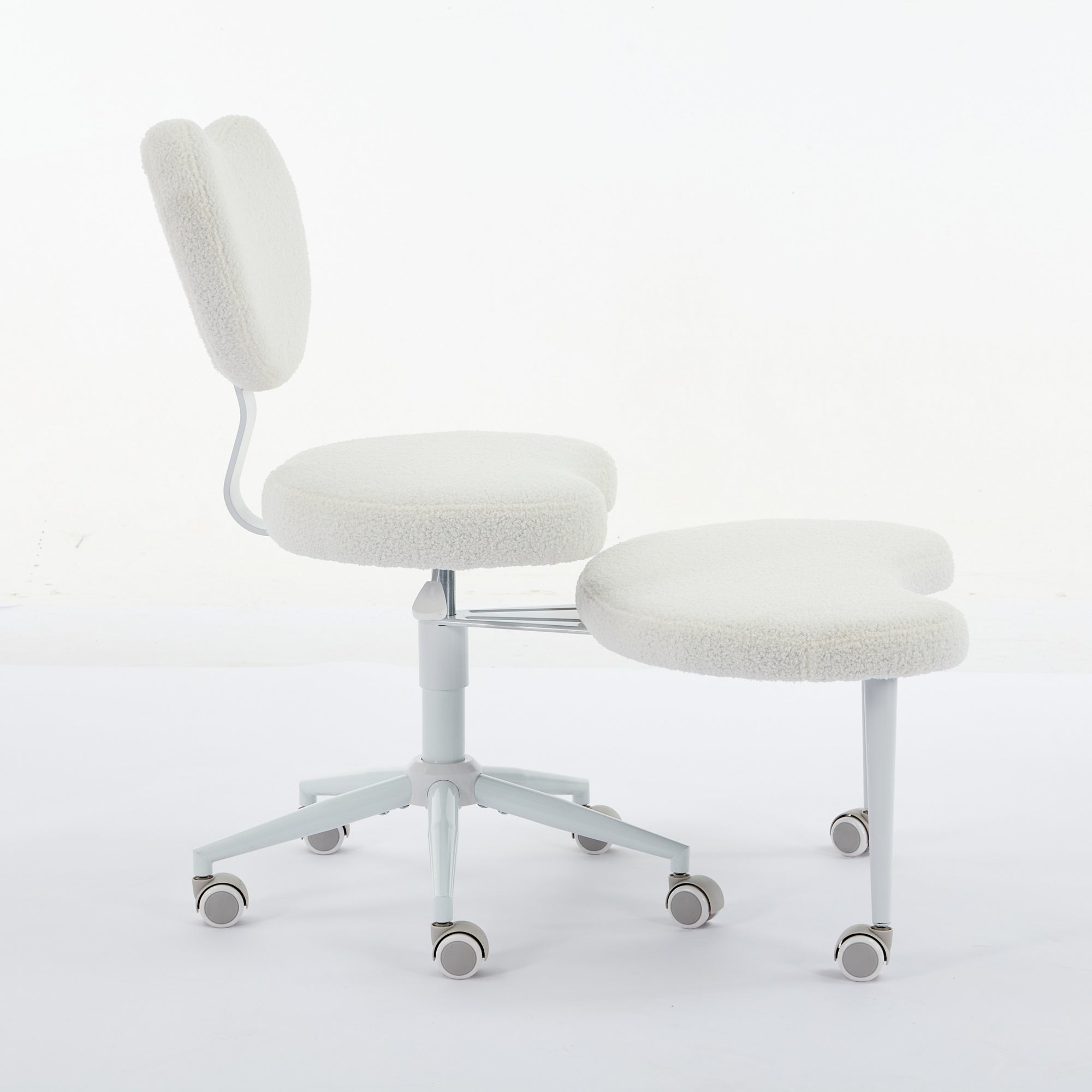 Furnibear Meditation Office Chair, Adjustable Height, Lumbar Support,White