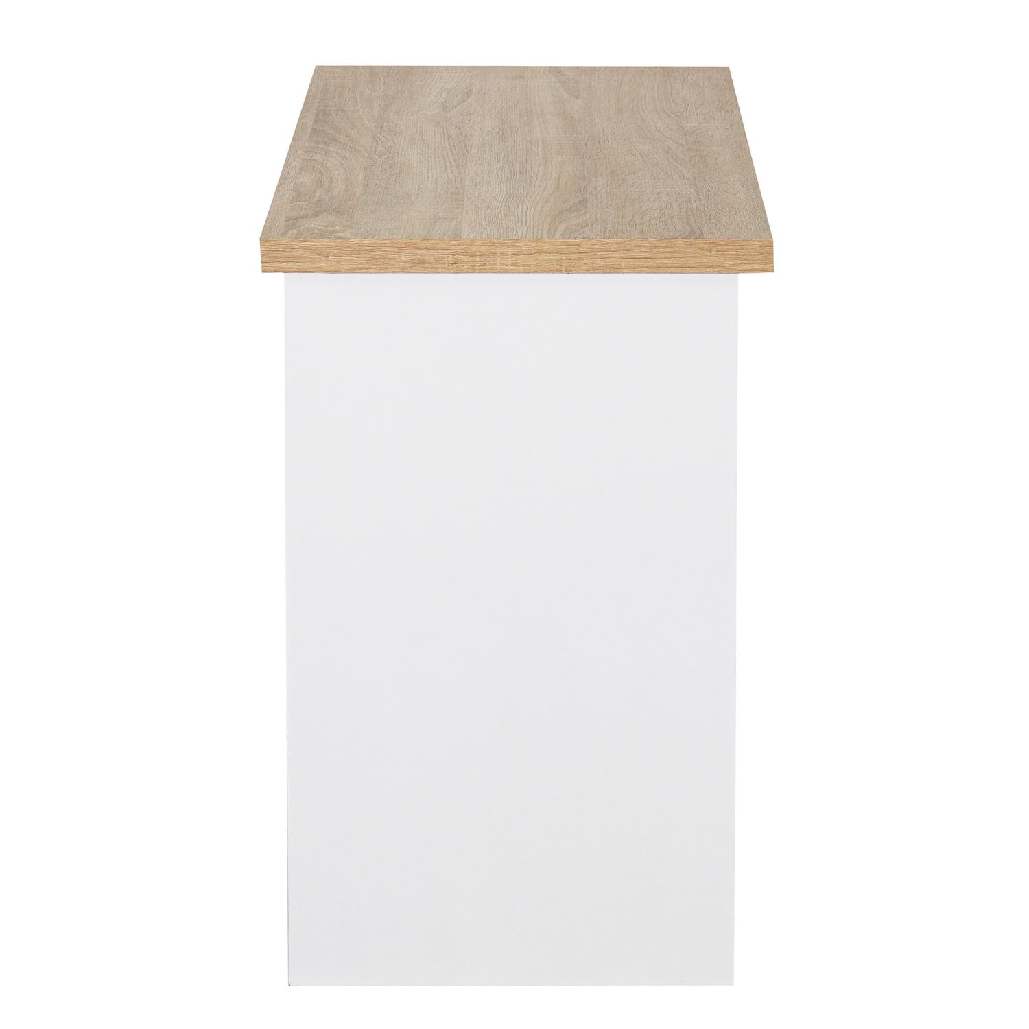 Furnibear Bicolor Writing-Computer Desk with Storage, Large Students-Study Desk with Shelf Home-Office PC Laptop Table Modern Wood Workstation, Oak and White