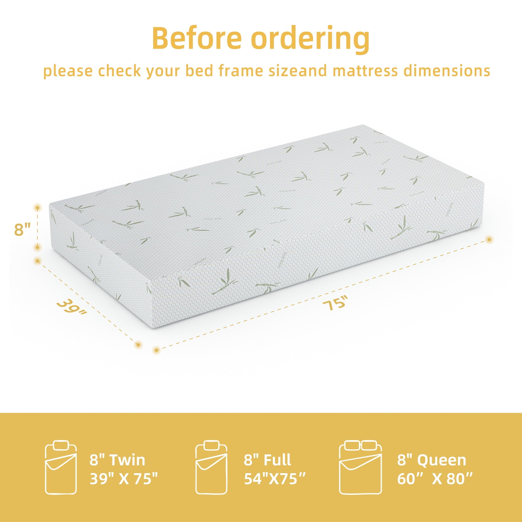 Furnibear 10 inch Queen Mattress, Gel Green Tea Infused Memory Foam Mattress,Adult