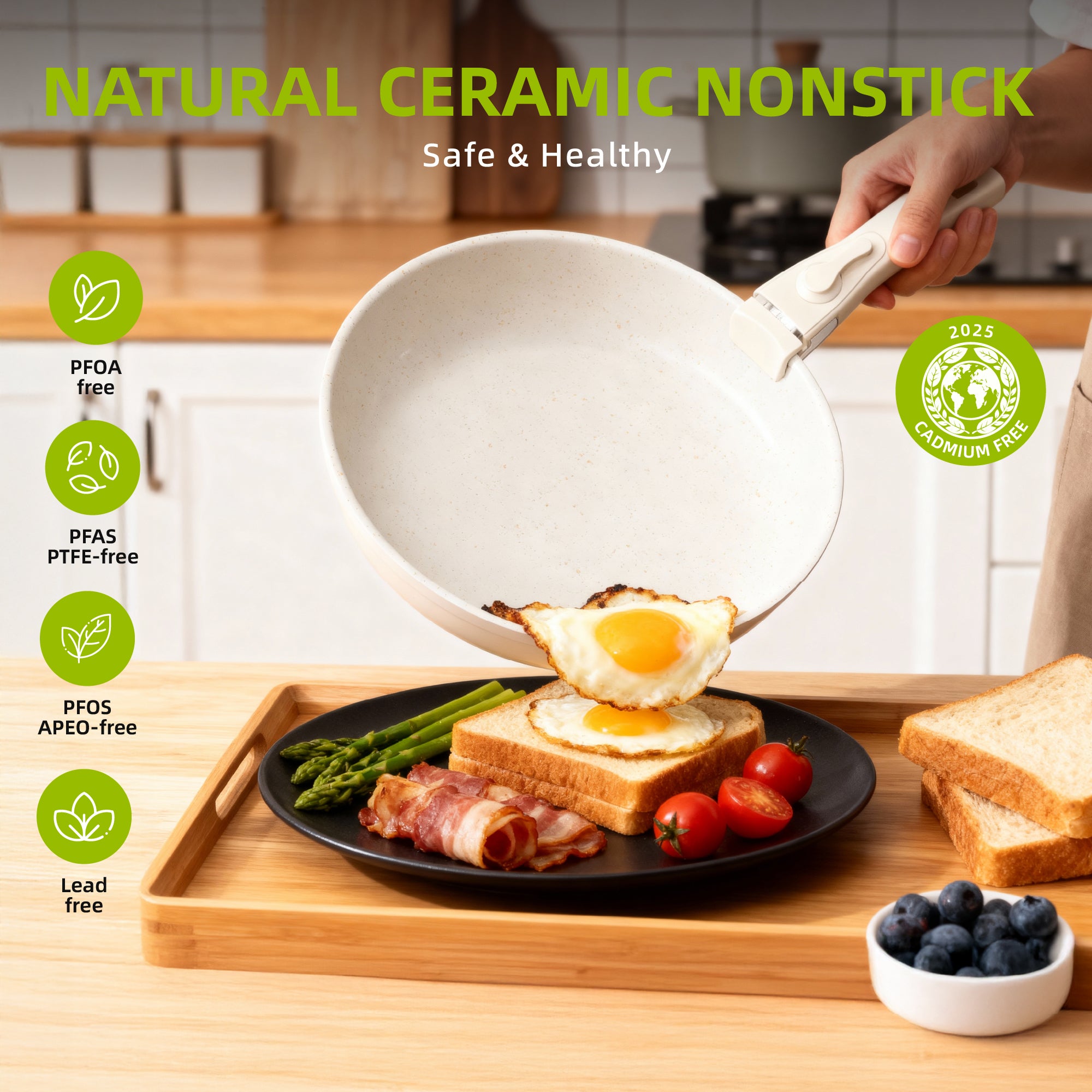 Furnibear 20pcs Pots and Pans Set Nonstick, Kitchen Ceramic Cookware Set for RV and Camping, with Pots Protectors and Cooking Utensils, White