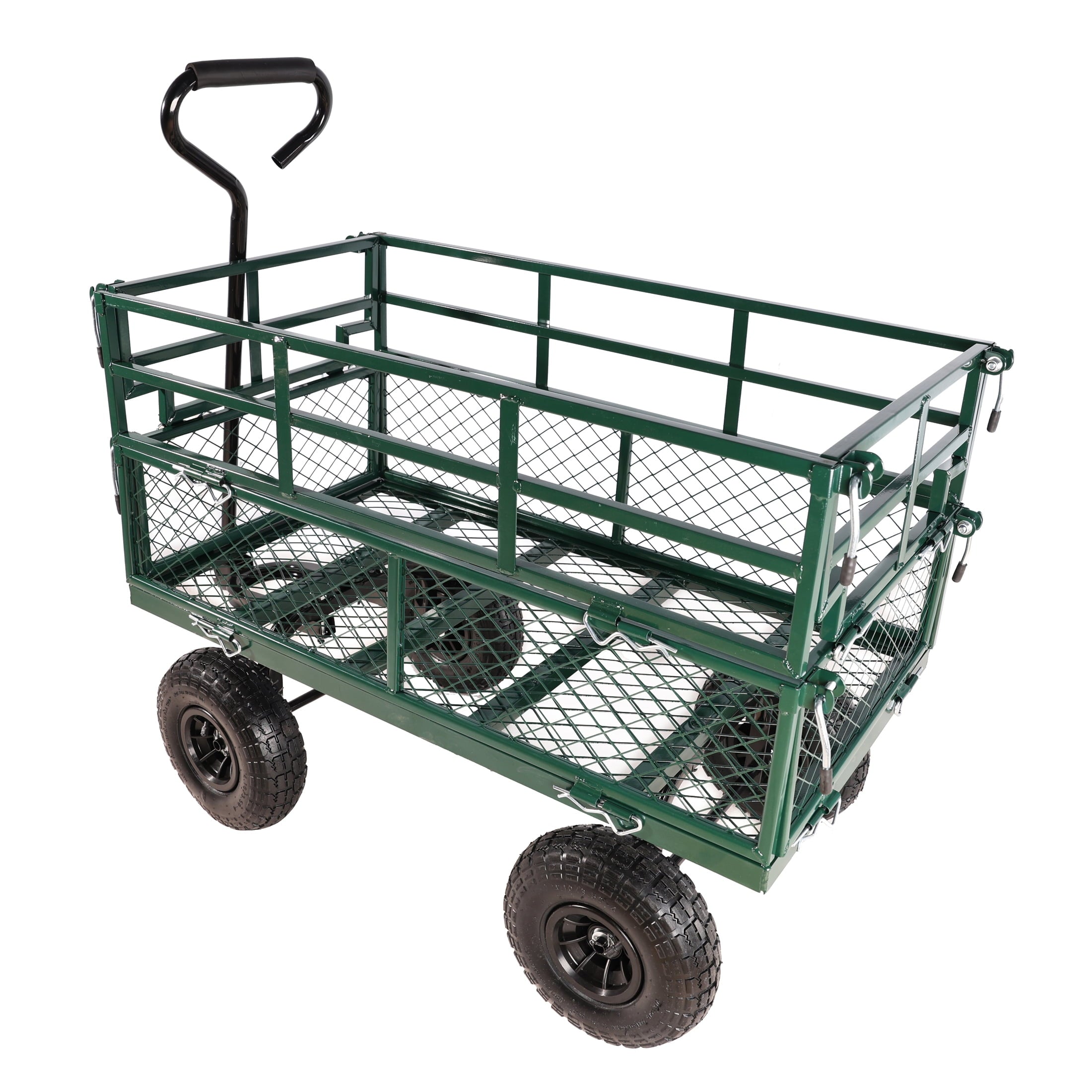 Furnibear Mesh Steel Garden cart, Heavy Duty Wagon Cart trucks With 180¡ã Swivel Handle, 10 Cu.ft Capacity, 1200 lbs