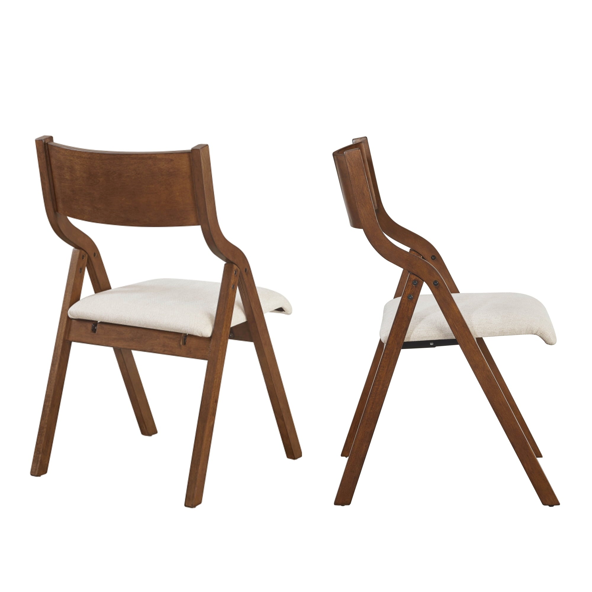 Furnibear Wood 2 Pack Folding Chairs, Comfortable Velvet Padded Protable Chairs