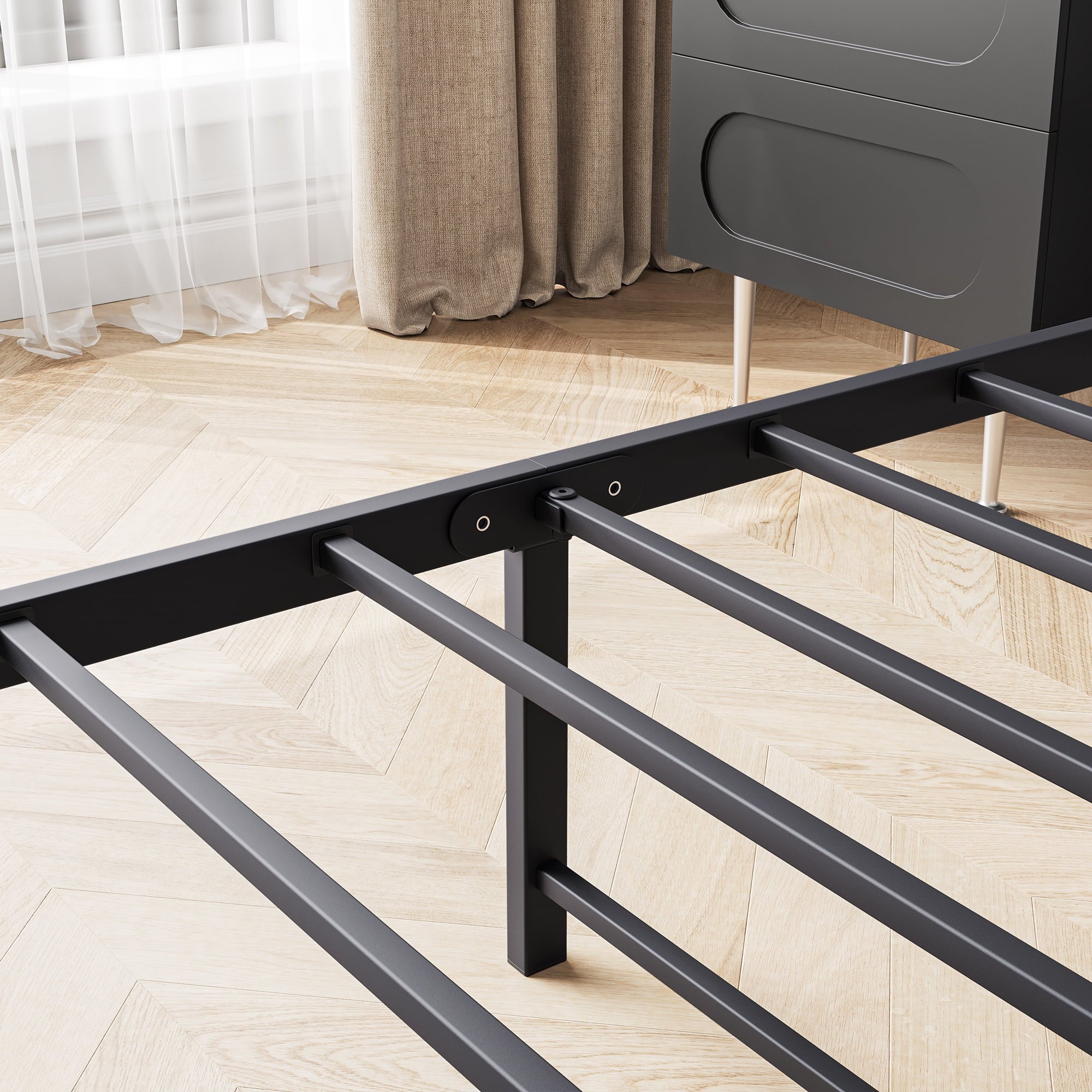Furnibear Queen SIZE Bed Frame with Storage Headboard and USB Charging Station, Sturdy Shake-Free Platform, No Box Spring Needed, Easy Tool-Free Assembly