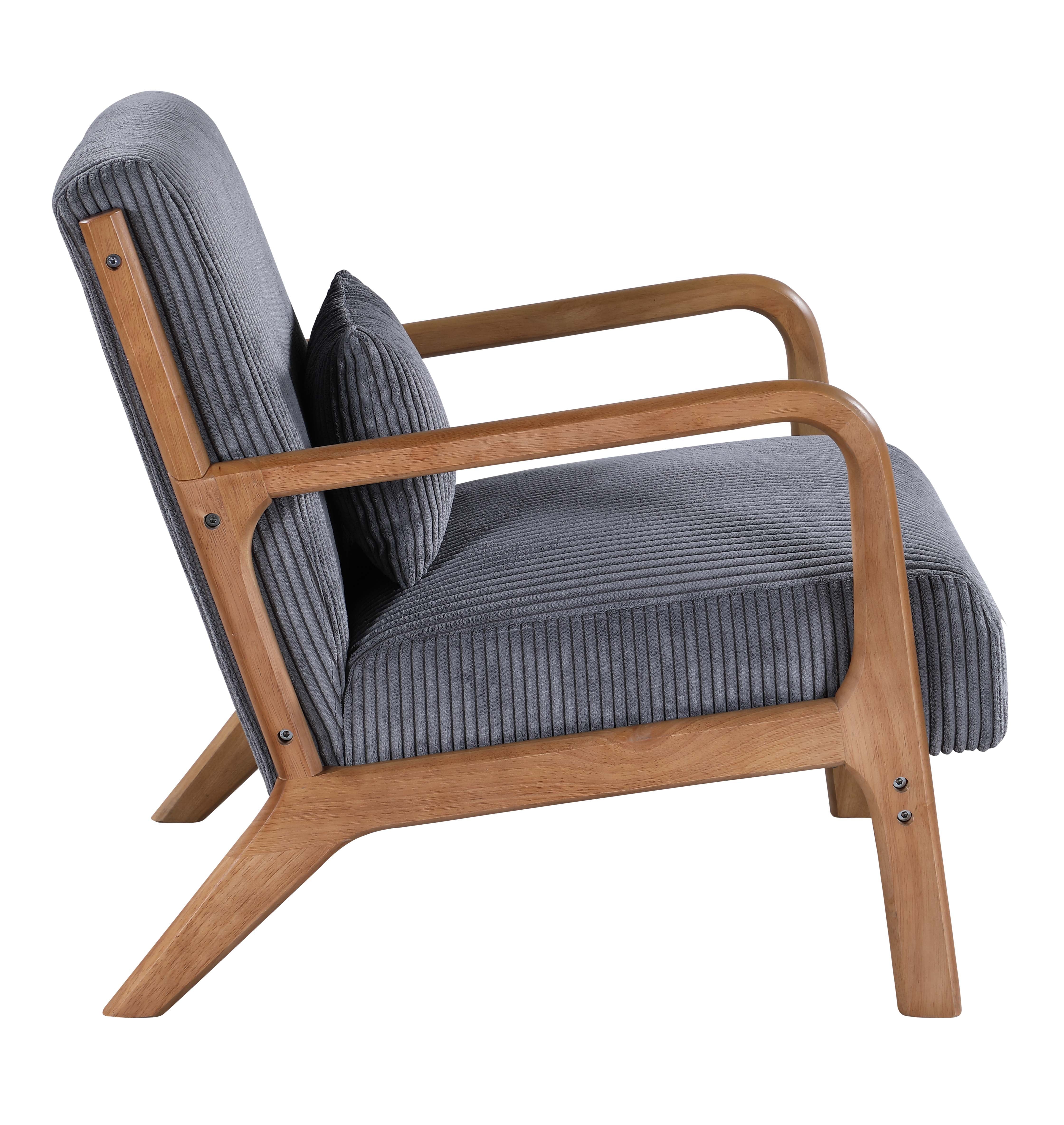 Furnibear Accent Chair, Thick Padded Corduroy Armchair with Solid Wood Frame - Easy Assembly,Gray