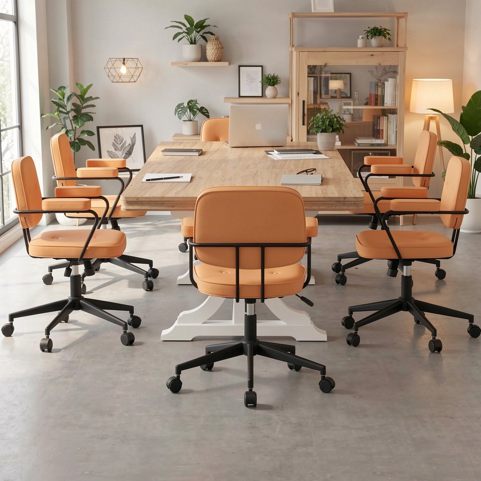 Furnibear PU Leather Office Chair with Rocking Backrest, Ergonomic Exe