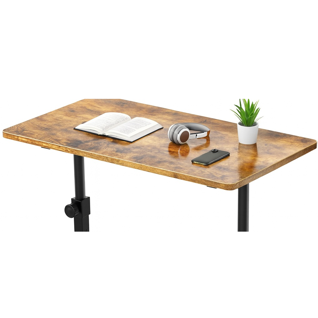 Furnibear Mobile Rolling Desk Angle Height Adjustable Desk Standing Laptop Desk for Bed Sofa Home Office Natural