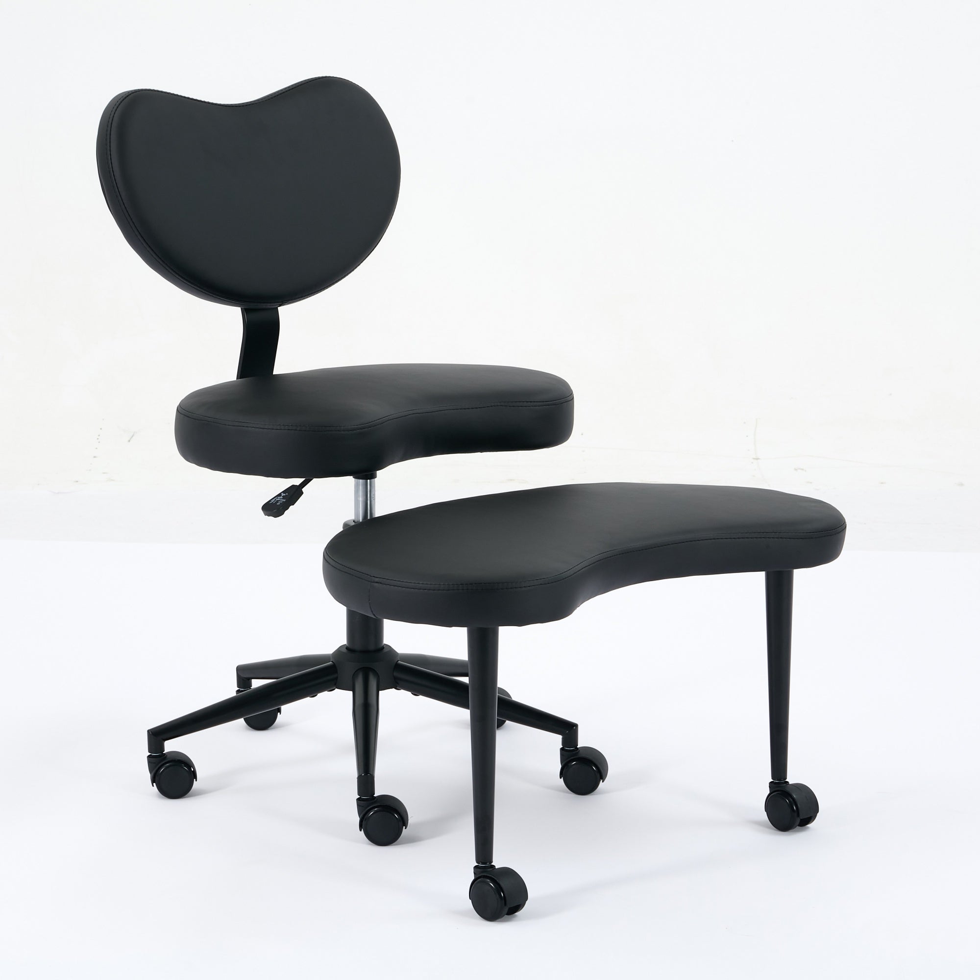 Furnibear Meditation Office Chair, Adjustable Height, Lumbar Support,Black,(PU)