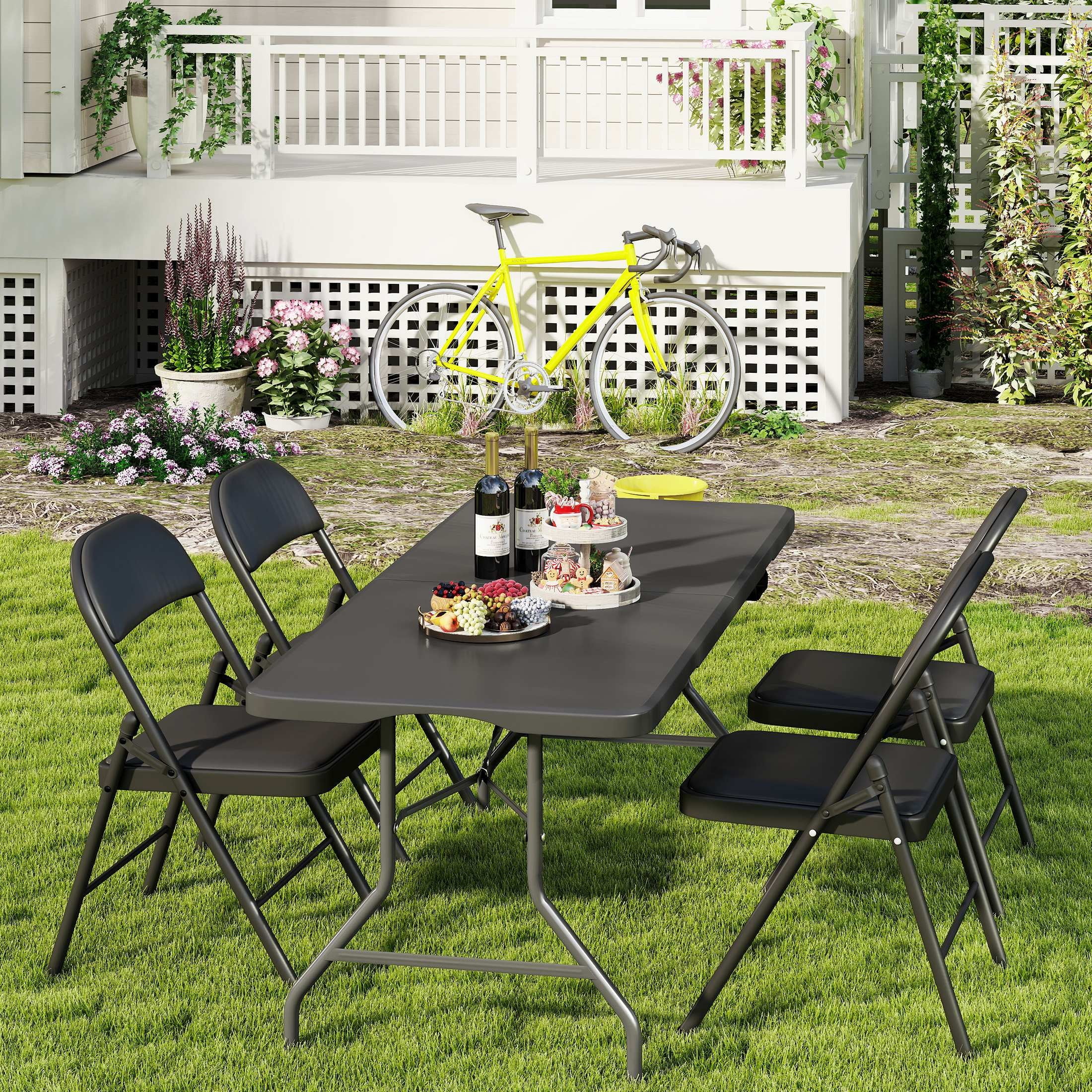 Furnibear 5ft Folding Table Portable Plastic Foldable Table Heavy Duty