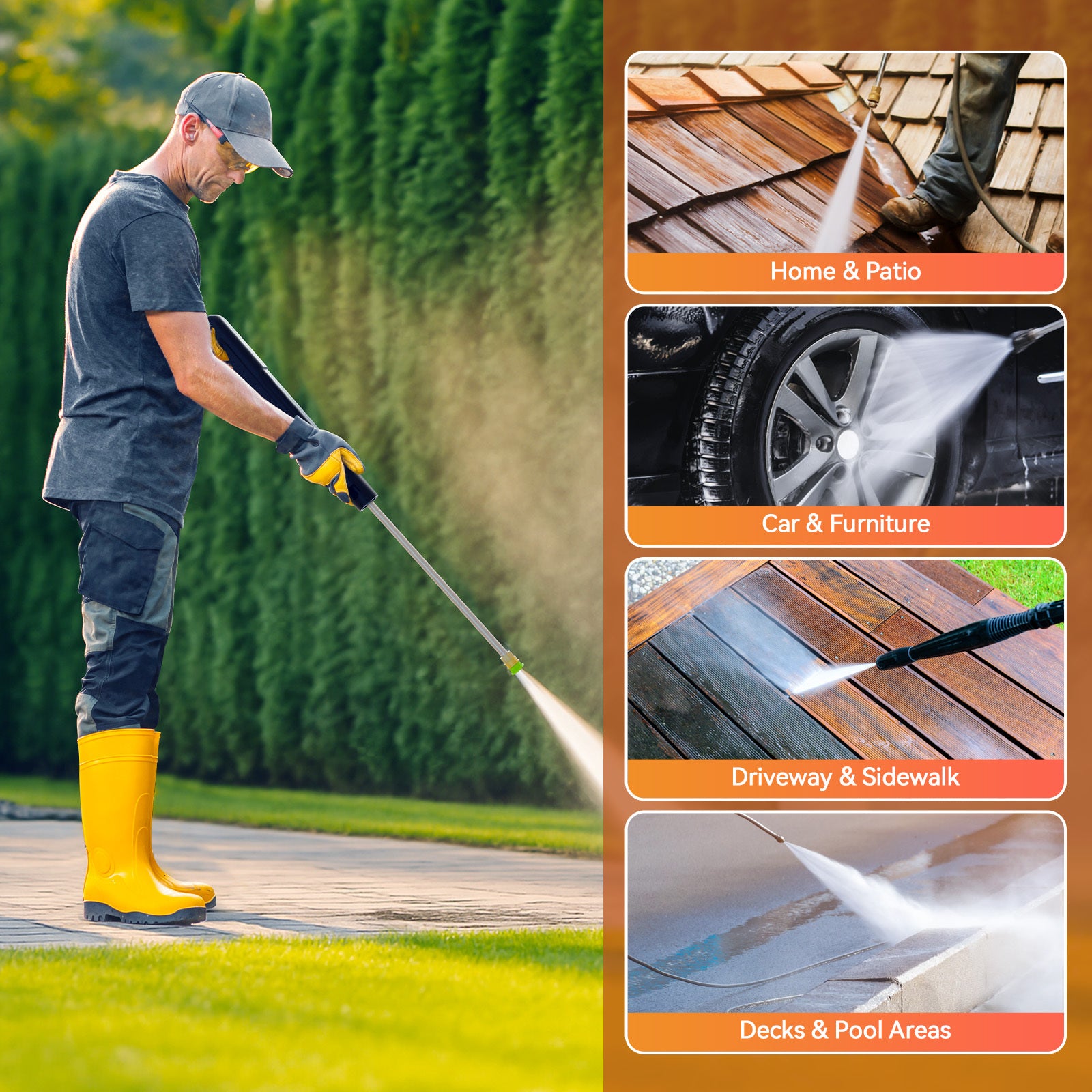 Pressure Washer, 3800PSI 2.6 GPM Max Power Washer Electric Poweredfor Cars, Fences, Patios, Decks, Patios