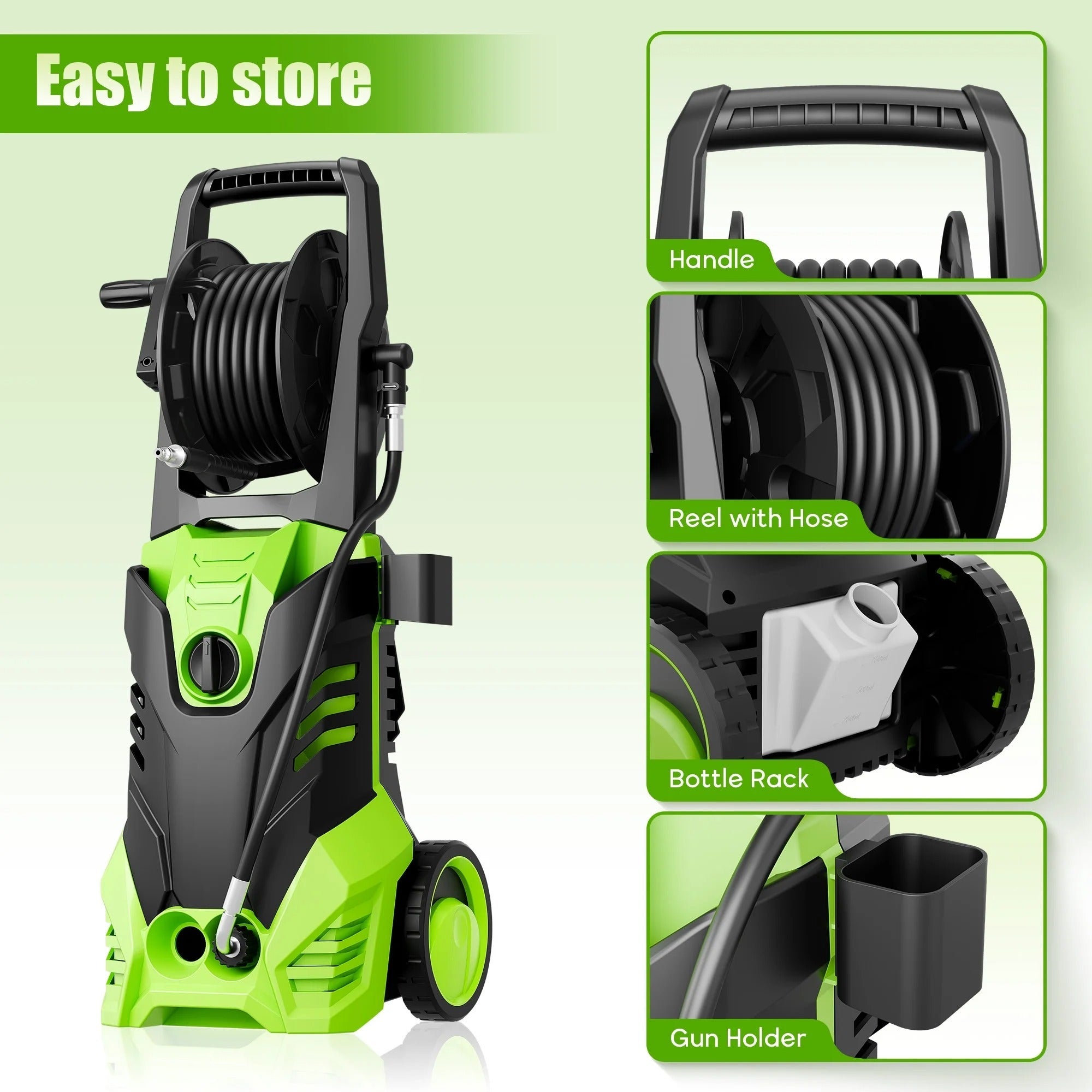 Pressure Washer, 3000PSI 2.0 GPM Max Power Washer Electric Poweredfor Cars, Fences, Patios, Decks, Patios