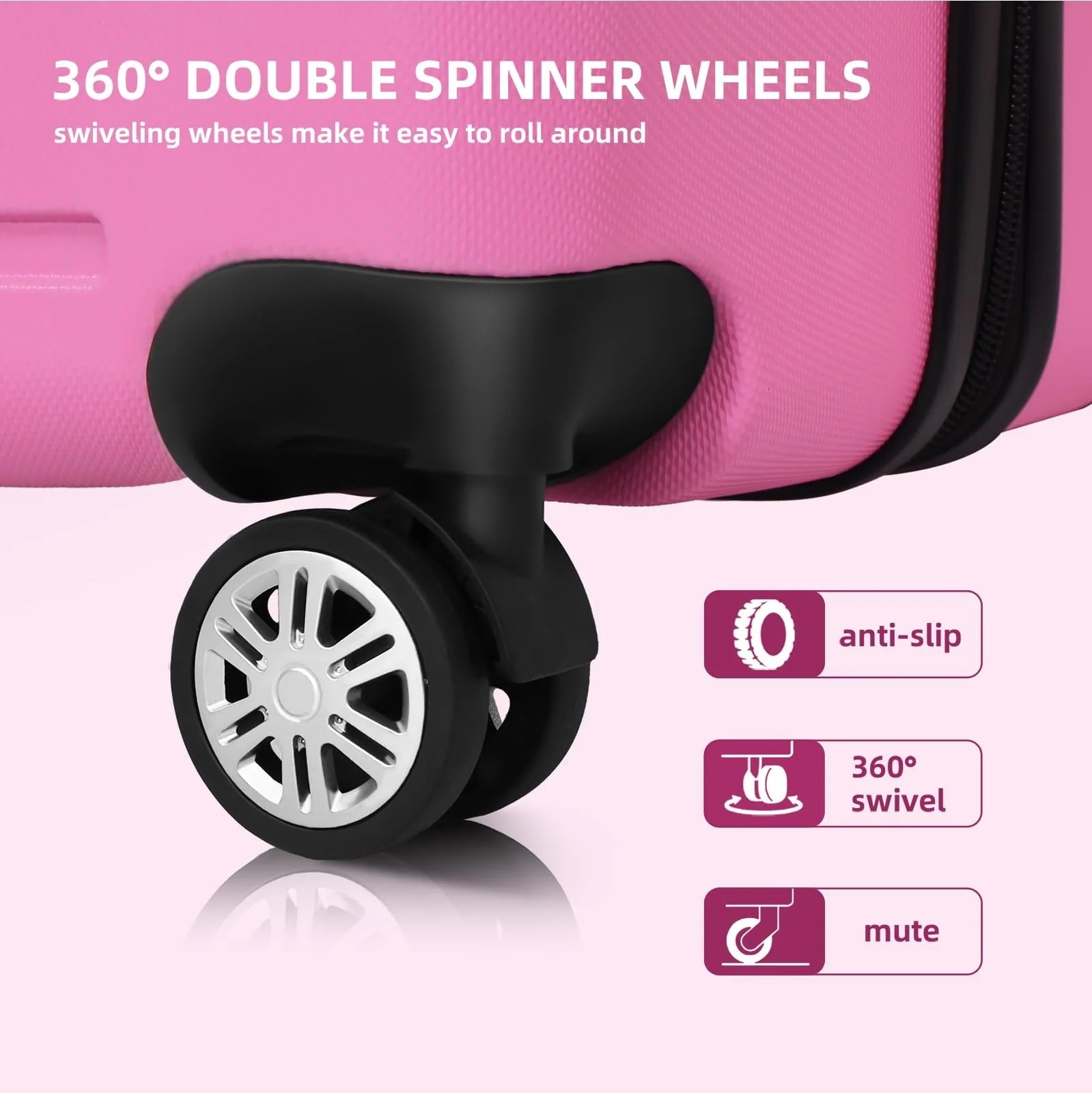 Furnibear Durable Hardside 3-Piece Luggage Set (20/24/28in) - TSA-Approved Locks, Smooth Spinner Wheels, Ideal for Short Long Trips,Pink
