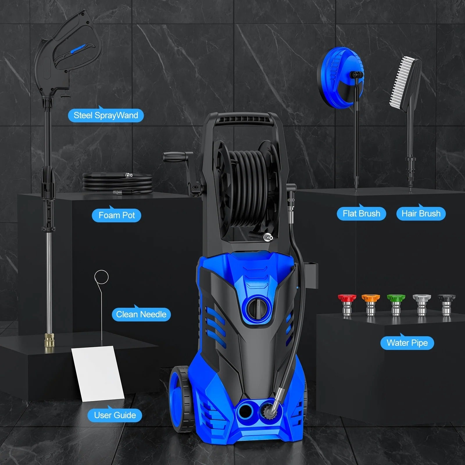Pressure Washer, 3000PSI 2.0 GPM Max Power Washer Electric Poweredfor Cars, Fences, Patios, Decks, Patios
