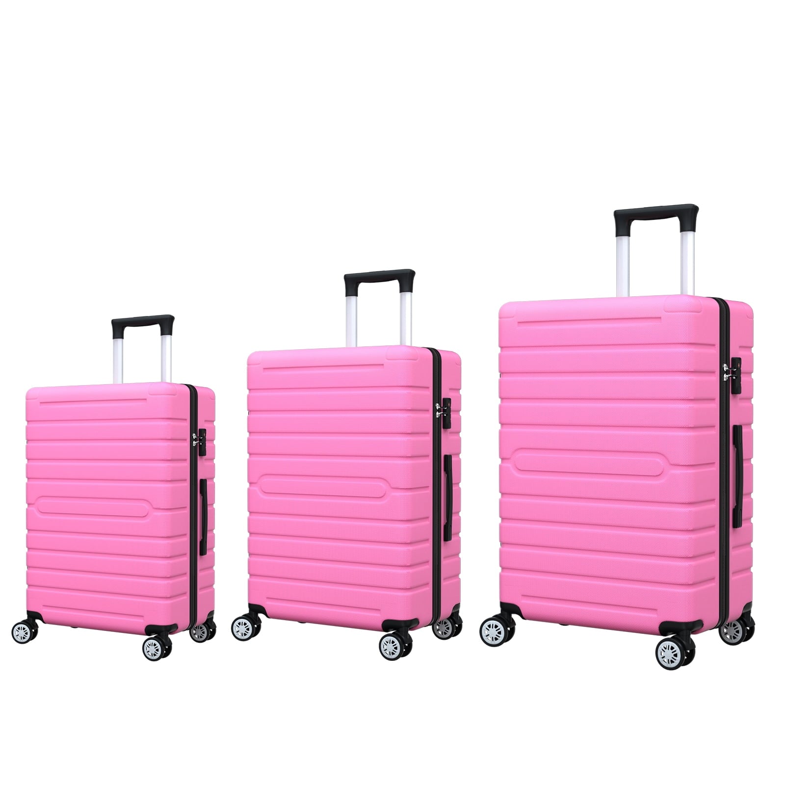 Furnibear Durable Hardside 3-Piece Luggage Set (20/24/28in) - TSA-Approved Locks, Smooth Spinner Wheels, Ideal for Short Long Trips,Pink