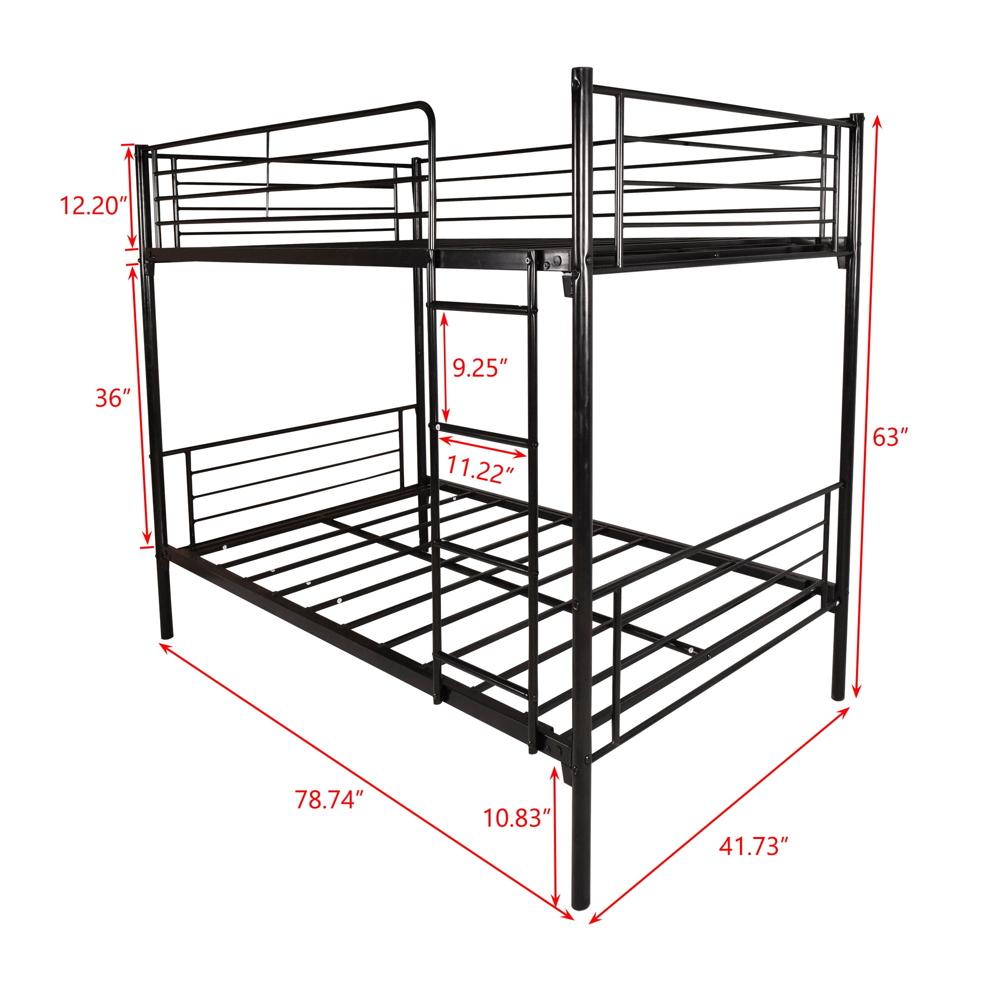 Furnibear Heavy-Duty Twin over Twin Metal Bunk Bed with Ladder