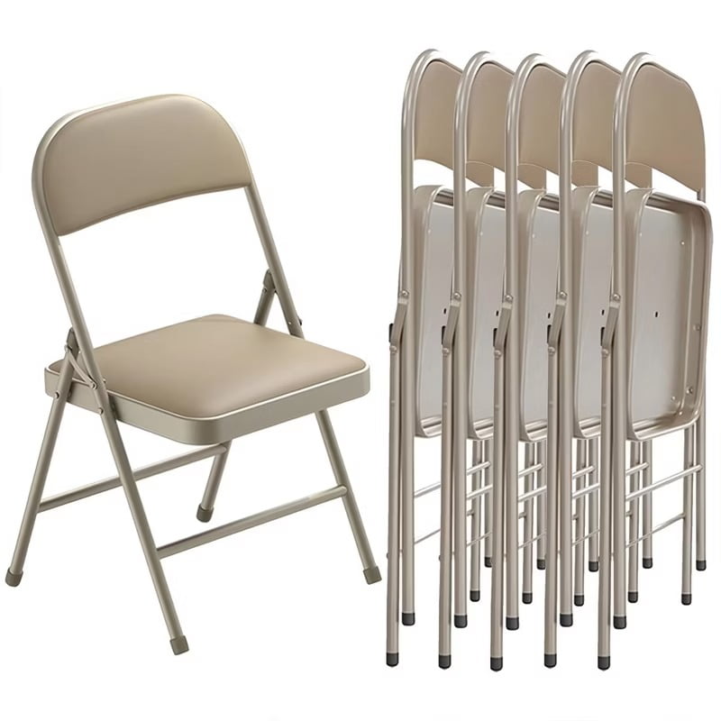 Furnibear 6 Pack Folding Chairs with Padded Vinyl Seat, Heavy-Duty Metal Frame, Supports 330 lbs, Portable Lightweight,Brown