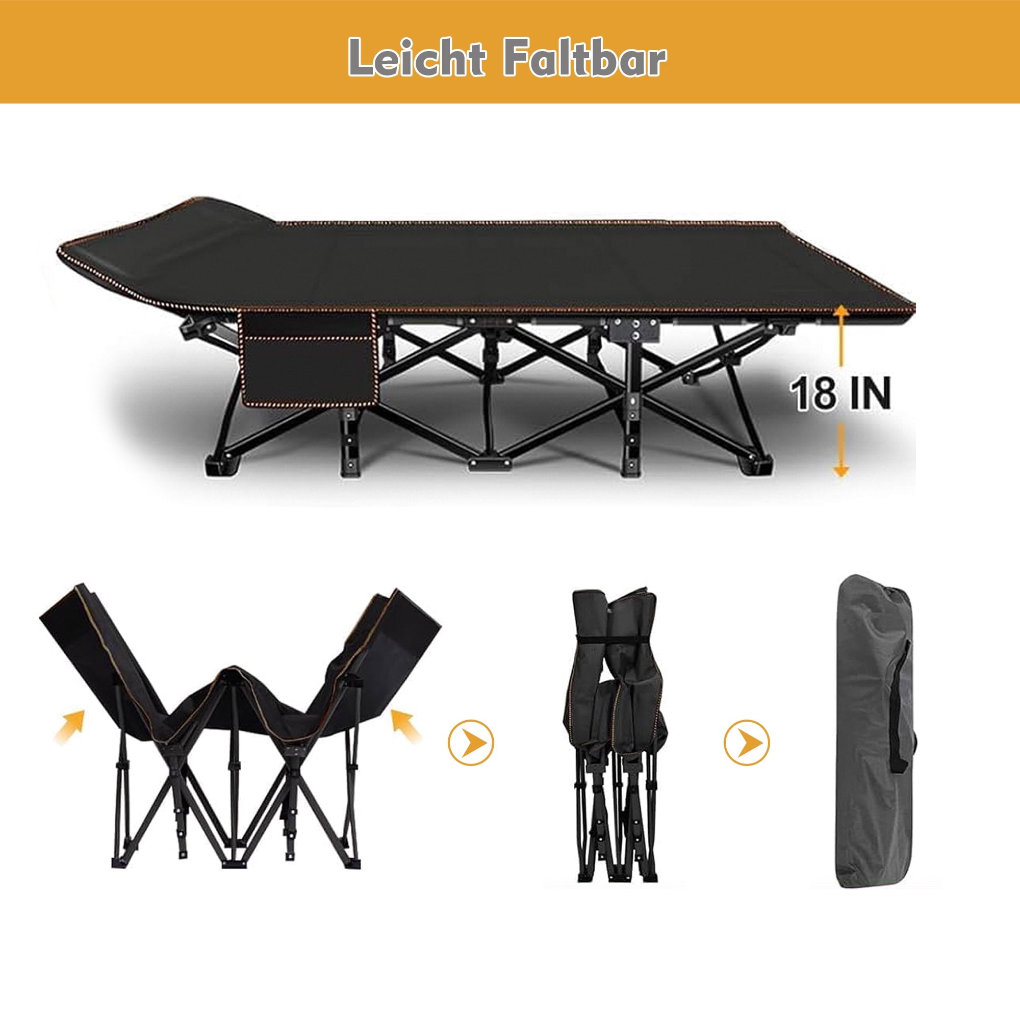 Furnibear Heavy-Duty Folding Camping Cot with Mattress Supports 330Lbs, Comfortable Sleep for Adults Portable with Carry Bag