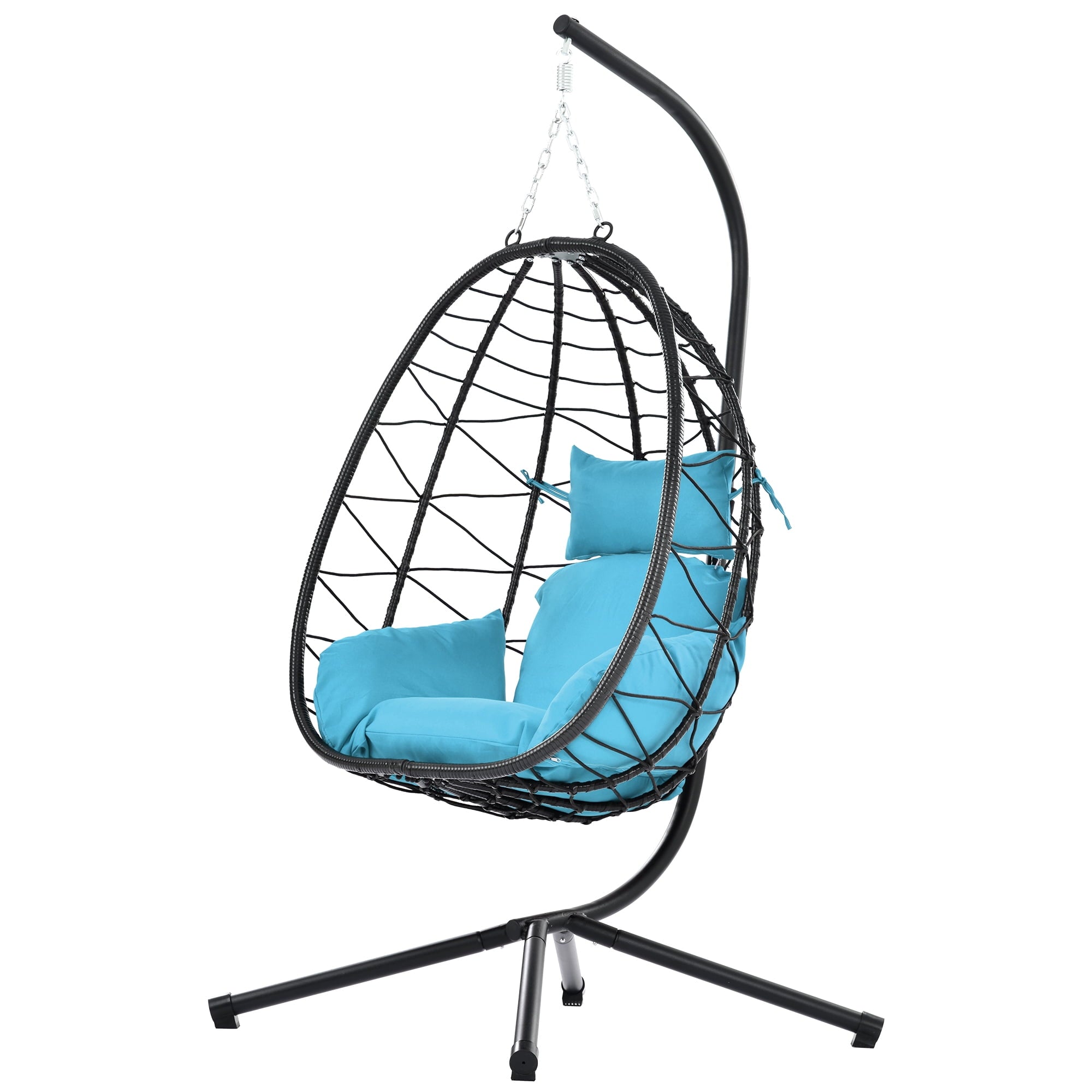 Furnibear Egg Chair with Stand,Patio Rattan Wicker Hanging Swing Egg Chair Hammock Chair for Bedroom Porch Garden,Thickened Aluminum Alloy Steel Frame