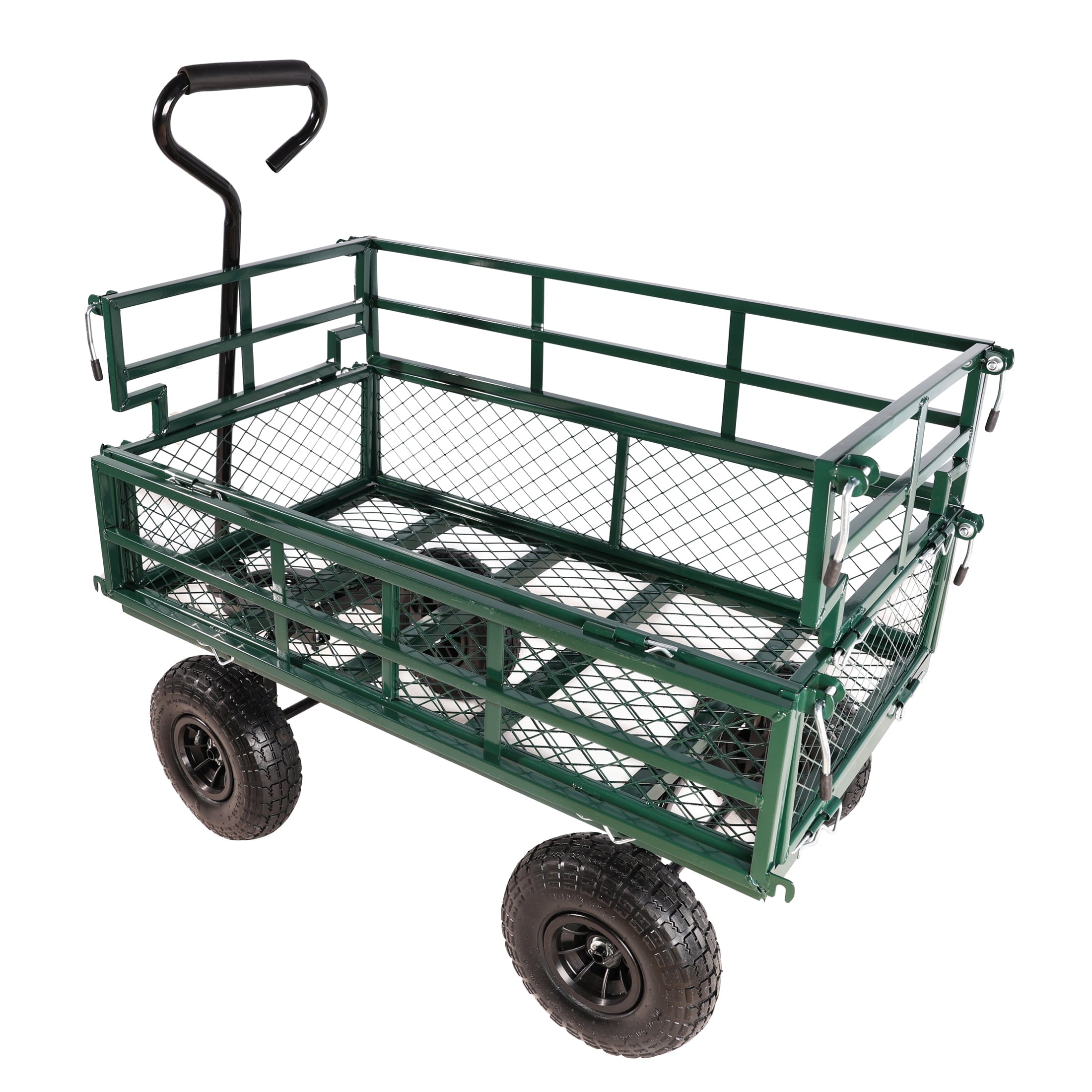 Furnibear Mesh Steel Garden cart, Heavy Duty Wagon Cart trucks With 180¡ã Swivel Handle, 10 Cu.ft Capacity, 1200 lbs