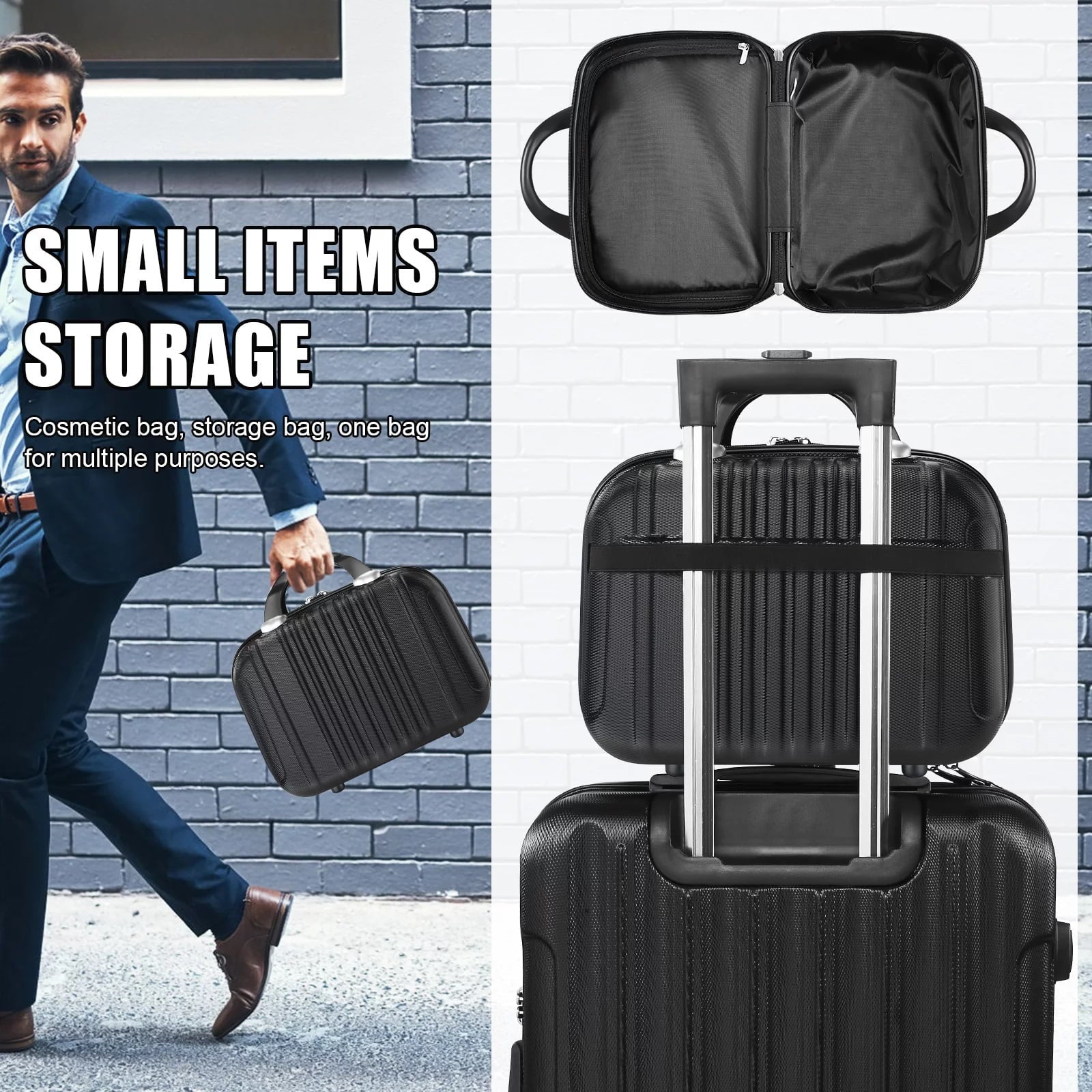 Furnibear 4-Piece PP Hardshell Luggage Set (20/24/28 Inch + Carry-On) - Spinner Smooth Wheels + TSA Lock,Black