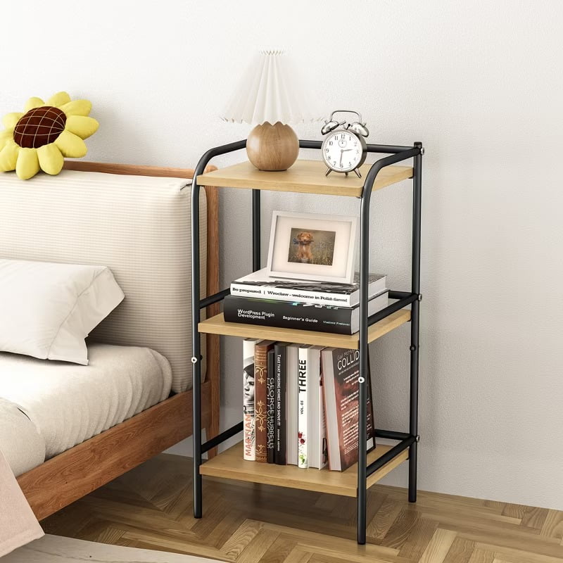 Furnibear 3-Tier Rustic Wood Metal Shelf ¨C Industrial Storage Rack for Living Room, Kitchen, or Office