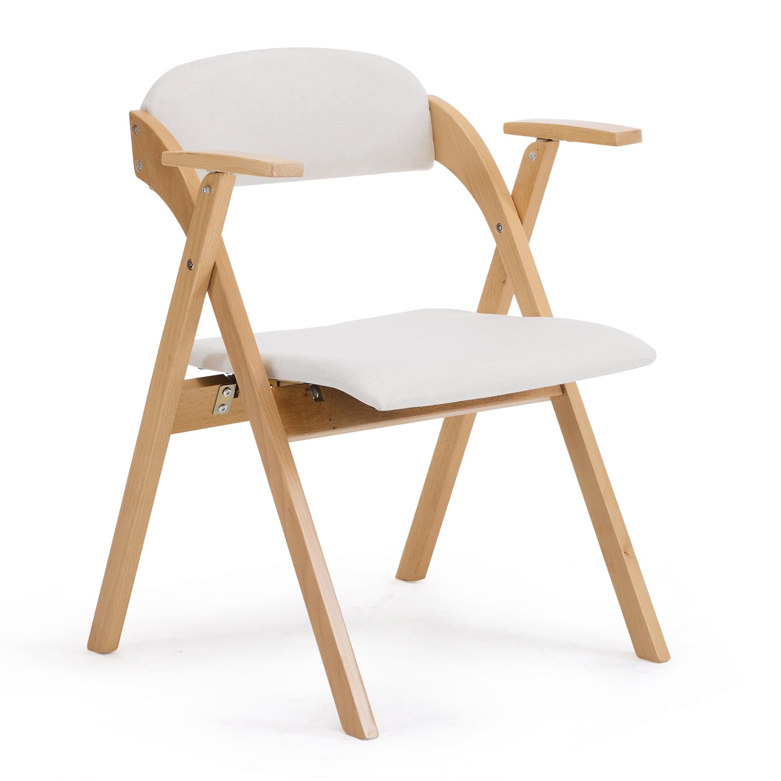 Furnibear Wood 2 Pack Folding Chairs, Comfortable Velvet Padded Protable Chairs