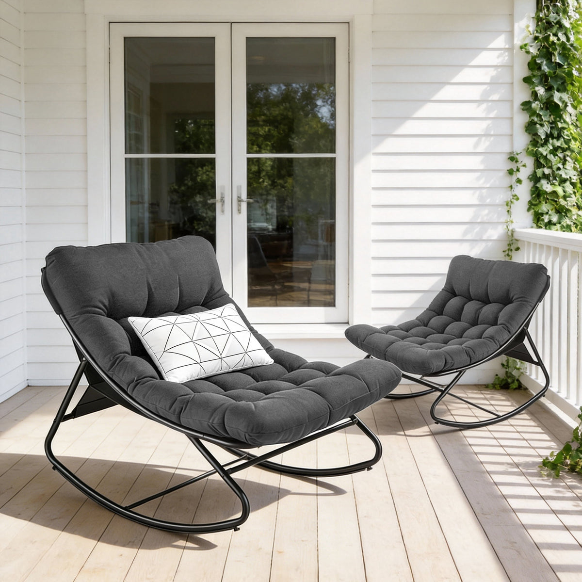 Furnibear Oversized Outdoor Rocking Chair,Patio Rocker with Thick Cush