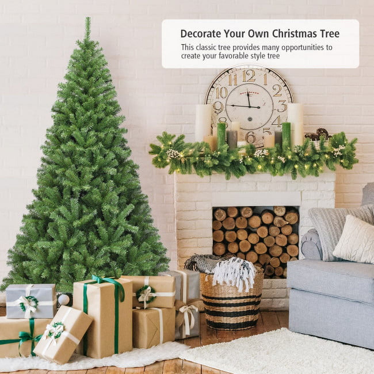 Furnibear 7.5ft Pre-Lit Christmas Tree with 250 Color Changing LED Lights for Home, Office, and Party Decoration