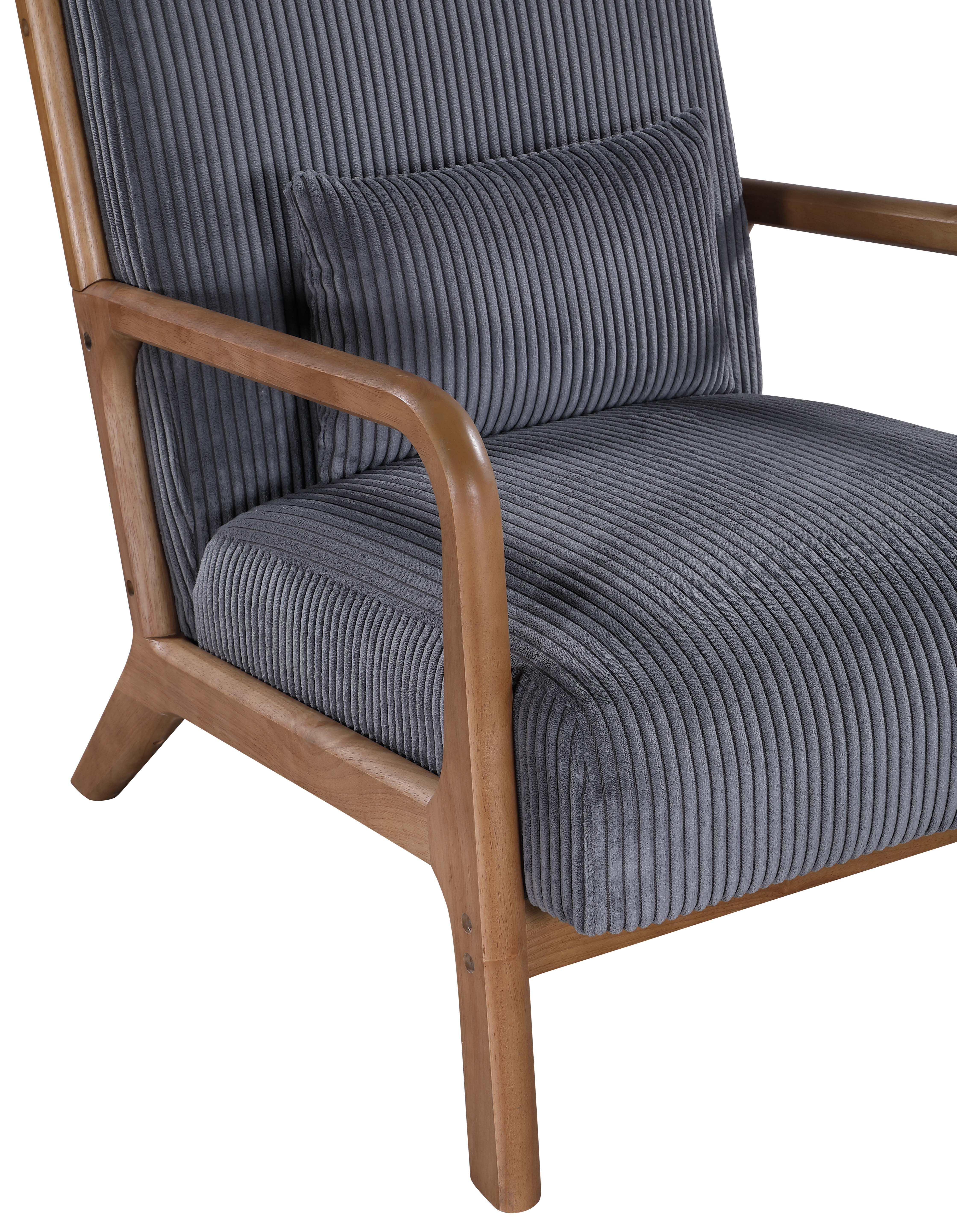 Furnibear Accent Chair, Thick Padded Corduroy Armchair with Solid Wood Frame - Easy Assembly,Gray