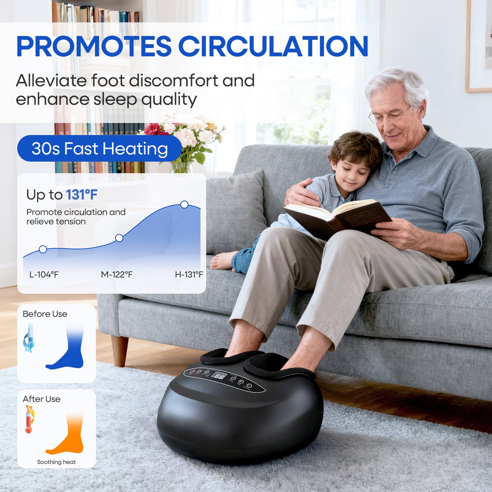 Furnibear Electric Foot Massager Machine with Heat, Rolling, Deep Kneading, Shiatsu Foot Massager,Birthday Christmas Gifts for Mom Dad Women Men