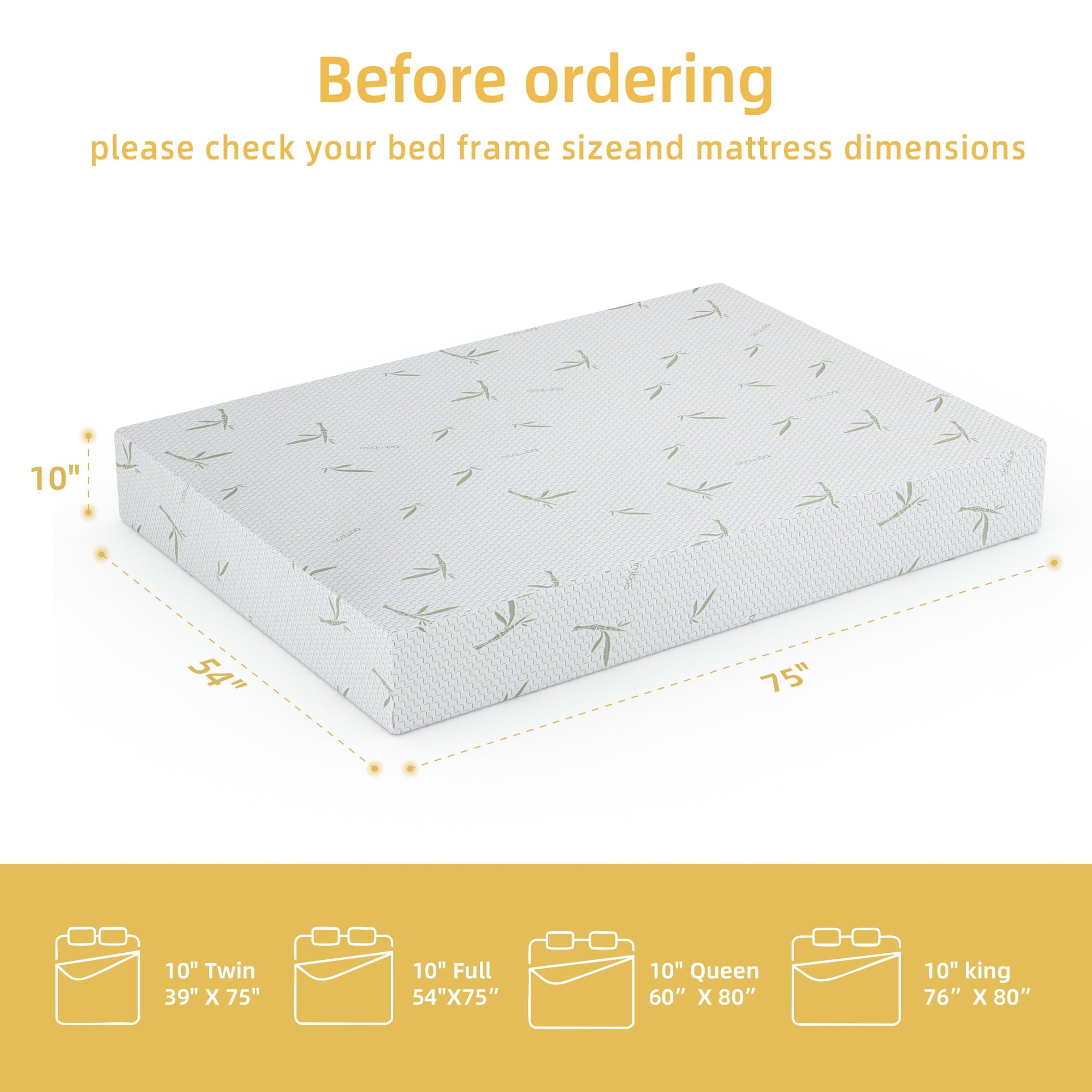 Furnibear 8 inch Twin Mattress, Gel Green Tea Infused Memory Foam Mattress,Adult