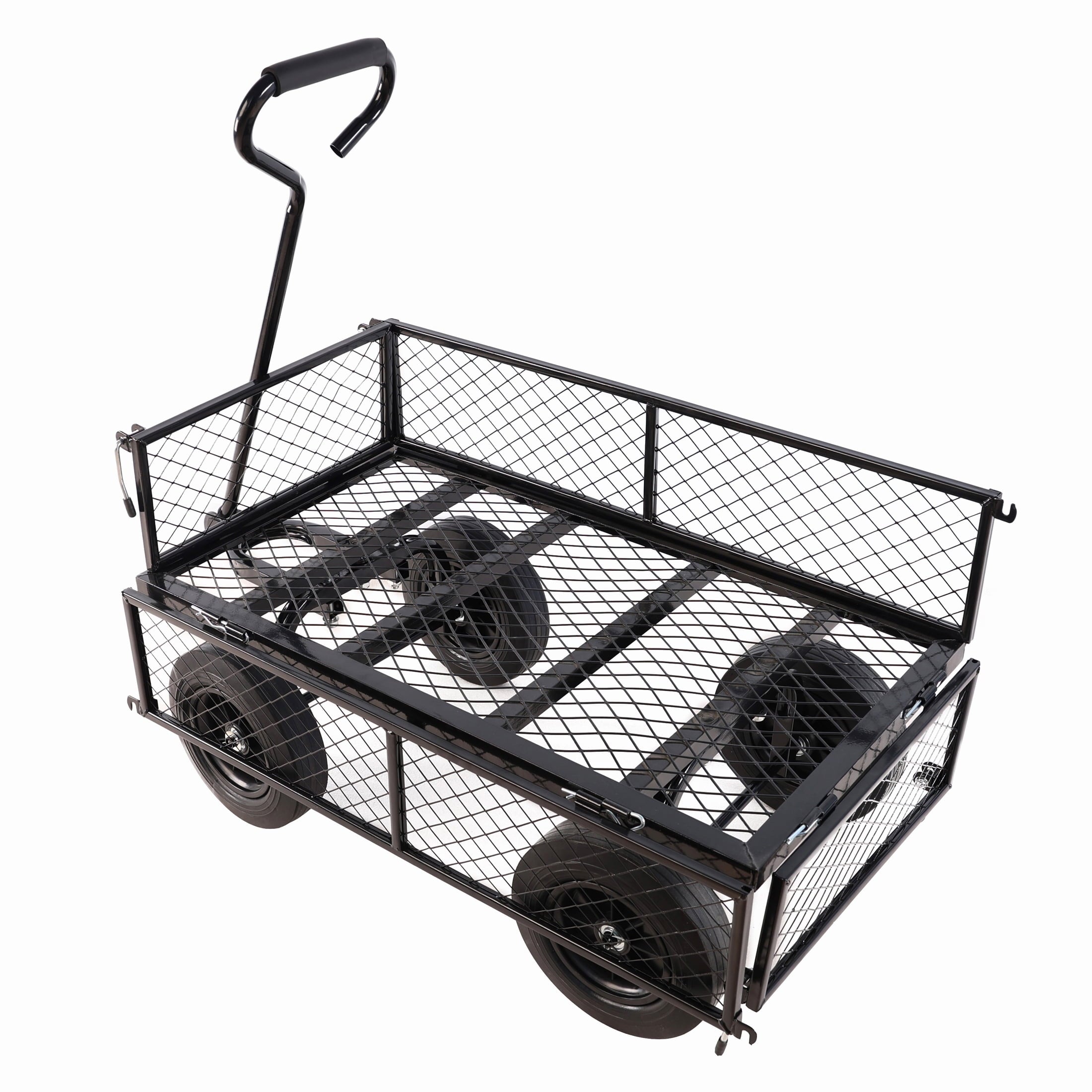 Furnibear Garden cart, Heavy Duty Steel Wagon Cart trucks With 180¡ã Swivel Handle, 6 Cu.ft Capacity, 700 lbs