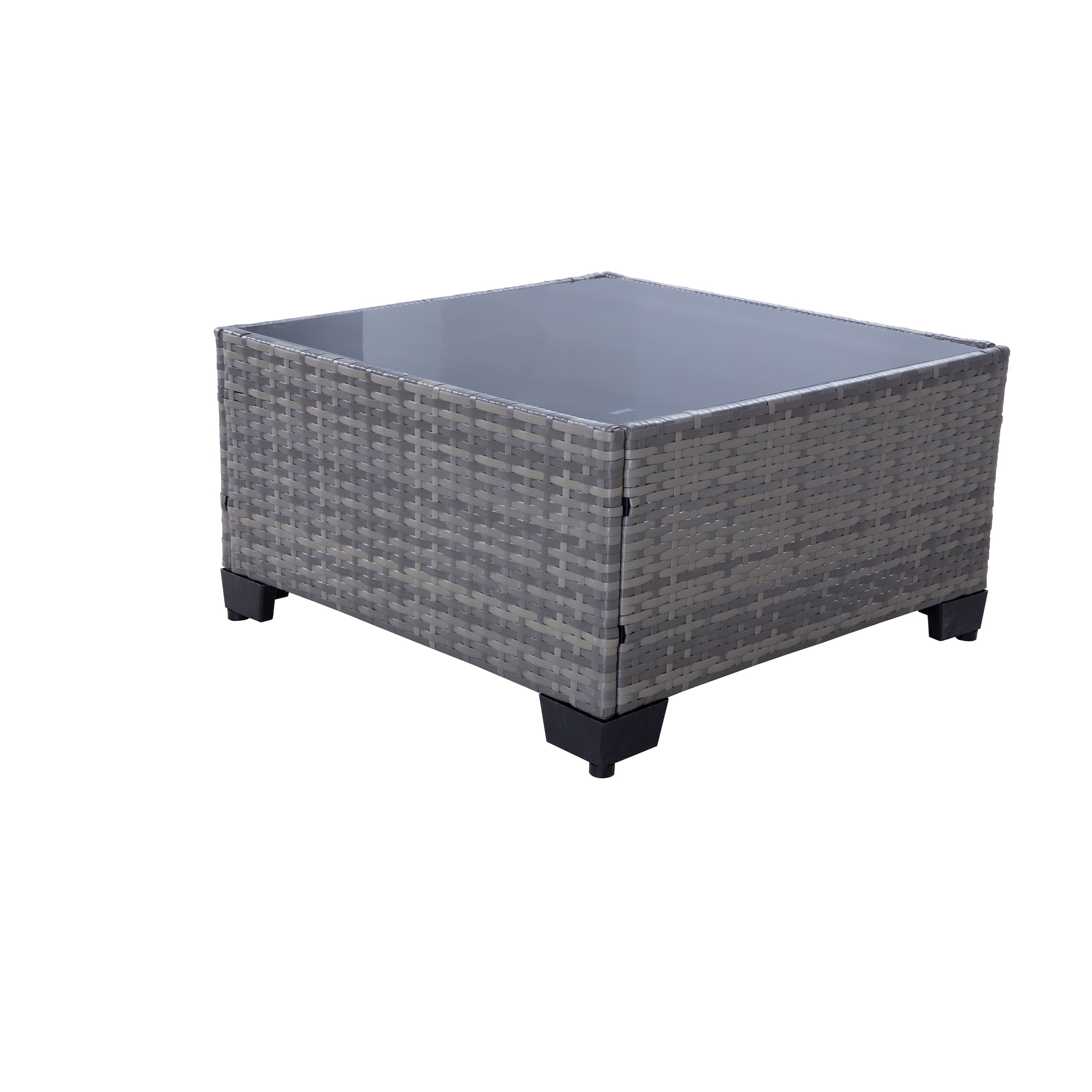 Furnibear 6 Piece Patio Furniture Sets, Rattan Wicker Outdoor Conversation Set with Ottoman and Tempered Glass Coffee Table