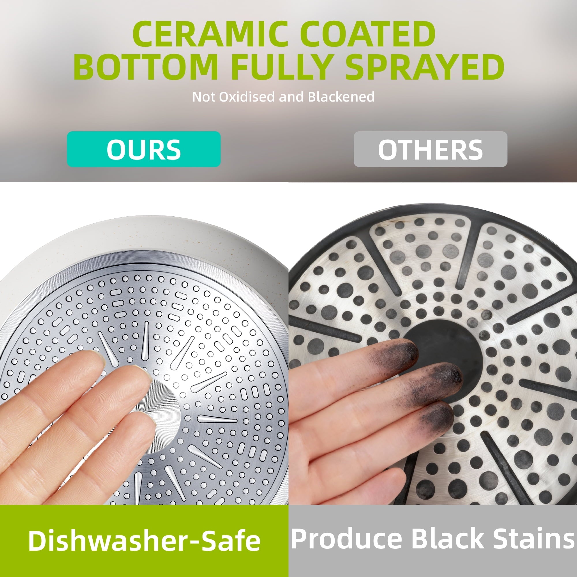 Furnibear 16pcs Nonstick Pots and Pans Set, Ceramic Cookware Set with Pots Protectors and Cooking Utensils, for RV and Camping White