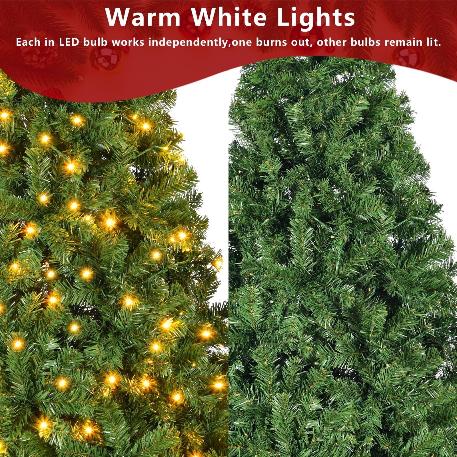Furnibear 6ft Pre-Lit Christmas Tree, 1060 Tips with 250 Clear Lights, Auto-Assemble Holiday Tree