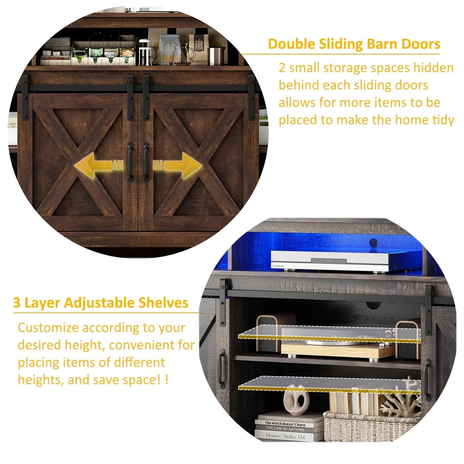 Furnibear 62 inch Wood TV Stand with Drawers, Entertainment Center for Living Room Bedroom,Gray
