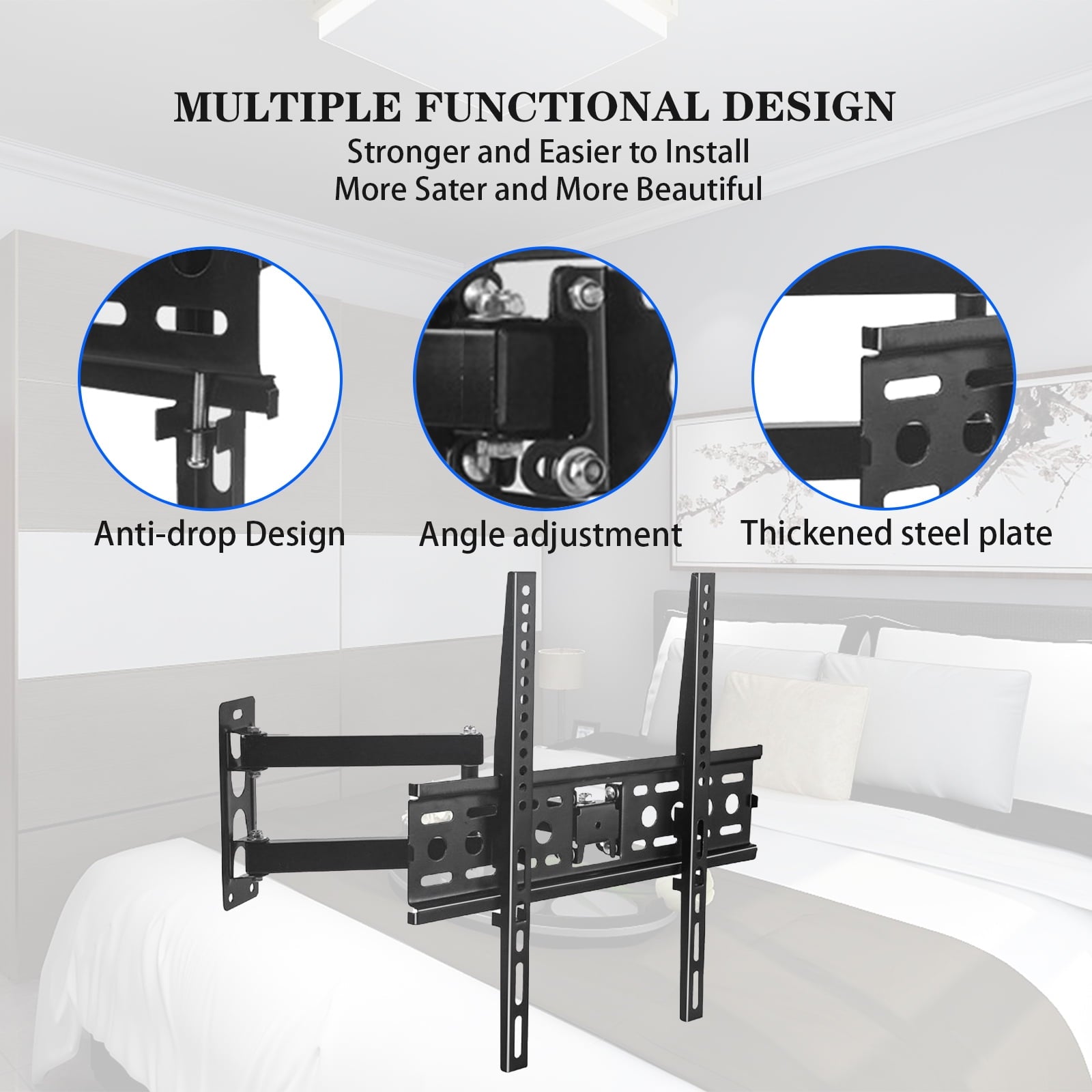 Furnibear Full Motion TV Wall Mount for 26-55 inch LED TV, Corner TV Bracket Swivel Tilt