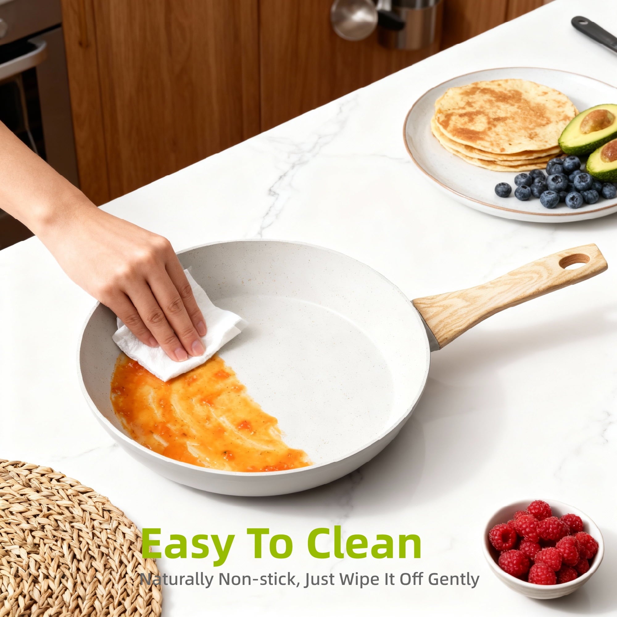 Furnibear 16pcs Nonstick Pots and Pans Set, Ceramic Cookware Set with Pots Protectors and Cooking Utensils, for RV and Camping White