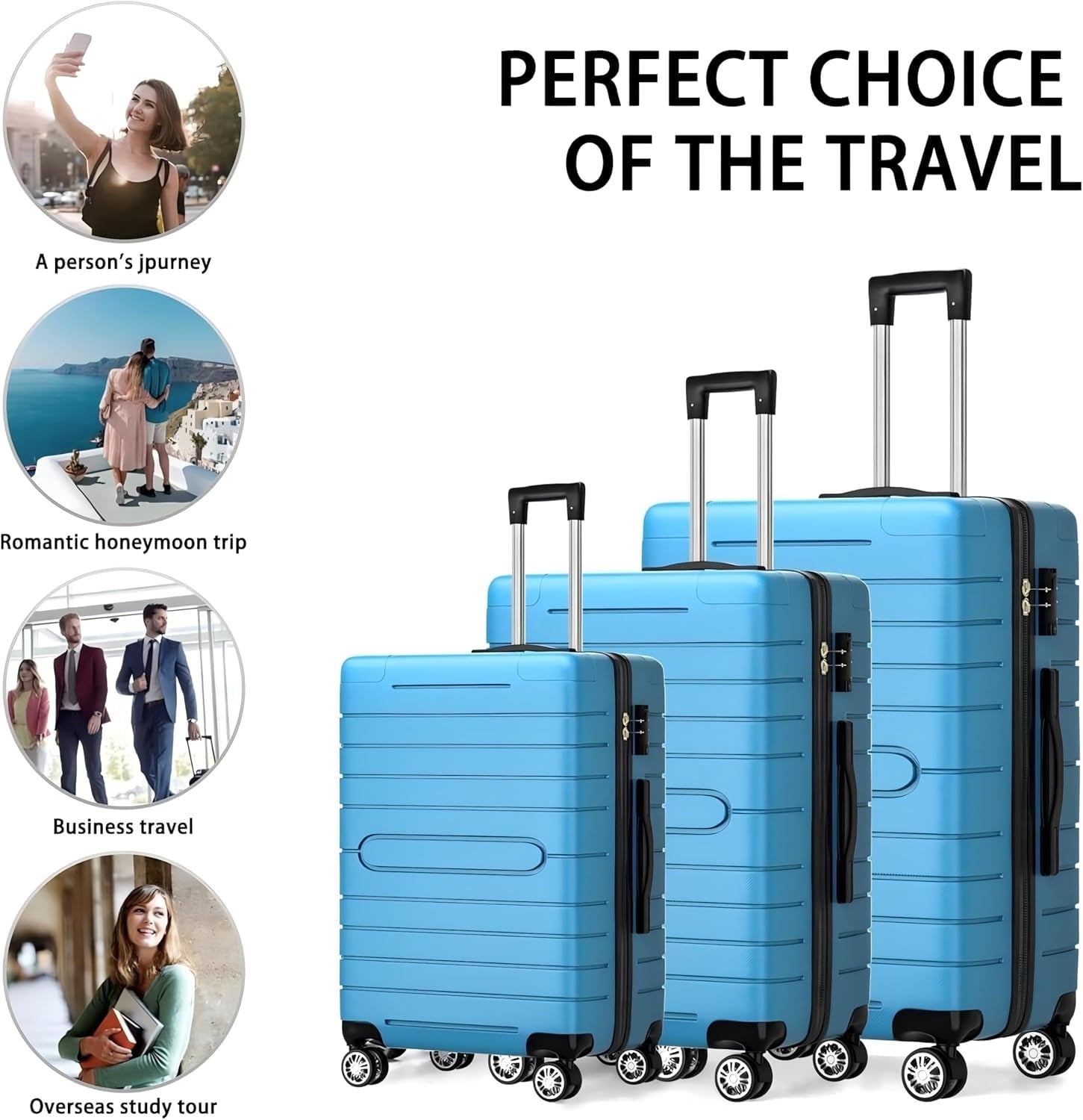 Furnibear 3-Piece Expandable Hardside Luggage Set 20in 24in 28in with TSA Locks, 360 Silent Spinner Wheels, Scratch-Resistant Shell, Side Handle Telescopic Handle ¨C Lightweight Family Travel Suitcases