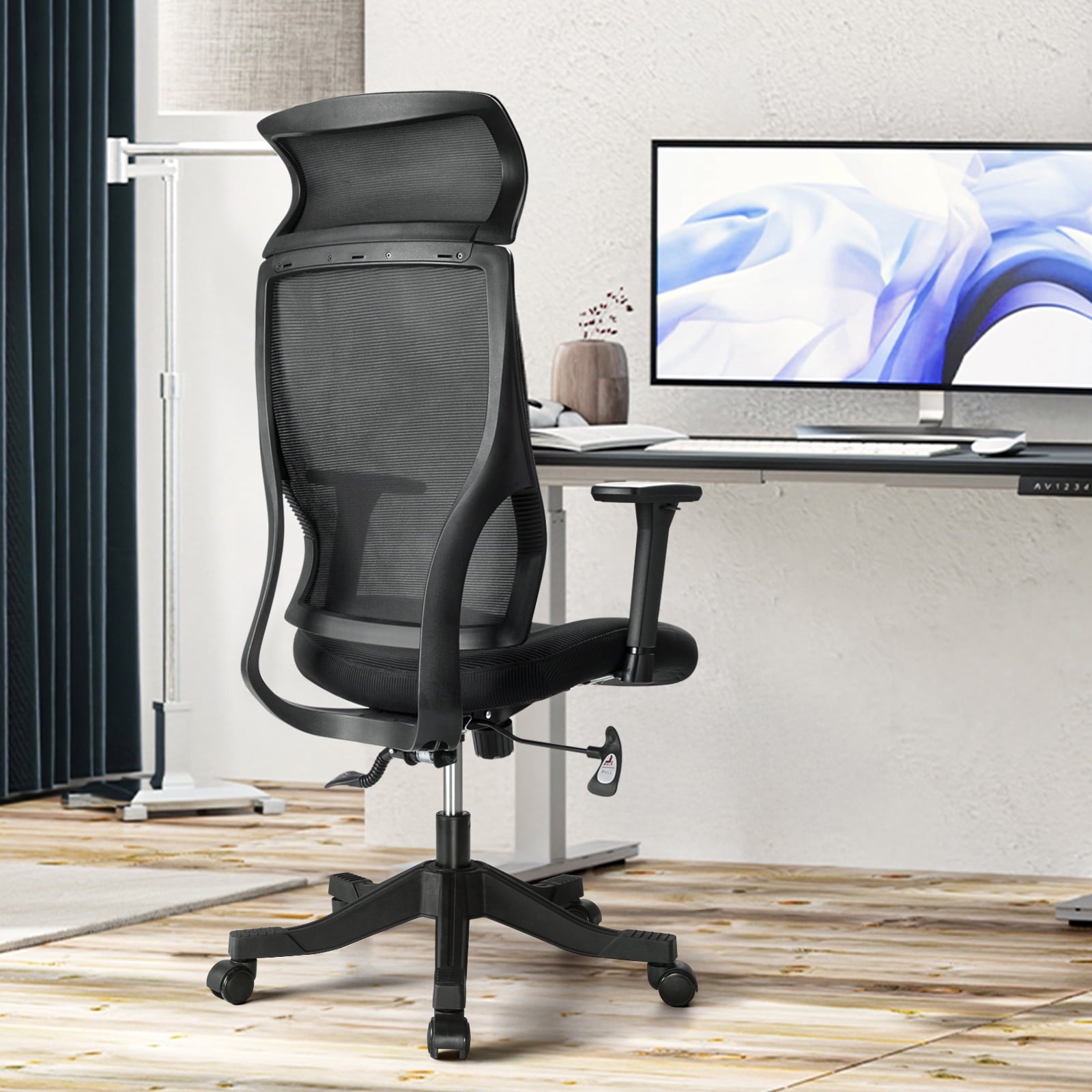 Furnibear Mesh Office Chair with 3D Armrests and Lumbar Support, High Back Desk Chair for Home Office, Adjustable Swivel Task Chair with Easy Assembly