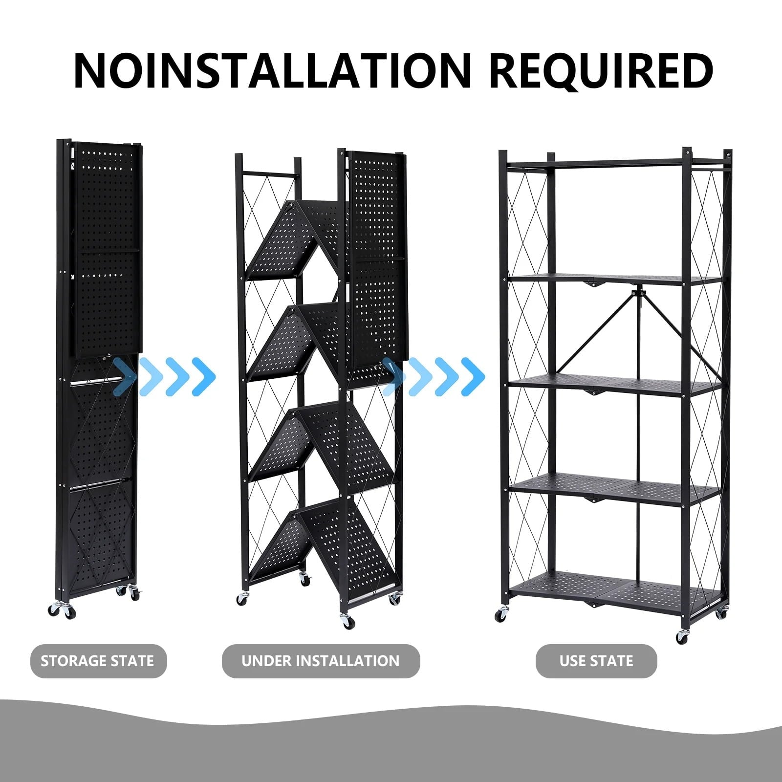 Furnibear 5-Tier Storage Rack with Wheels for Garage, Pantry, or Office ¨C 750 lbs Capacity,Black