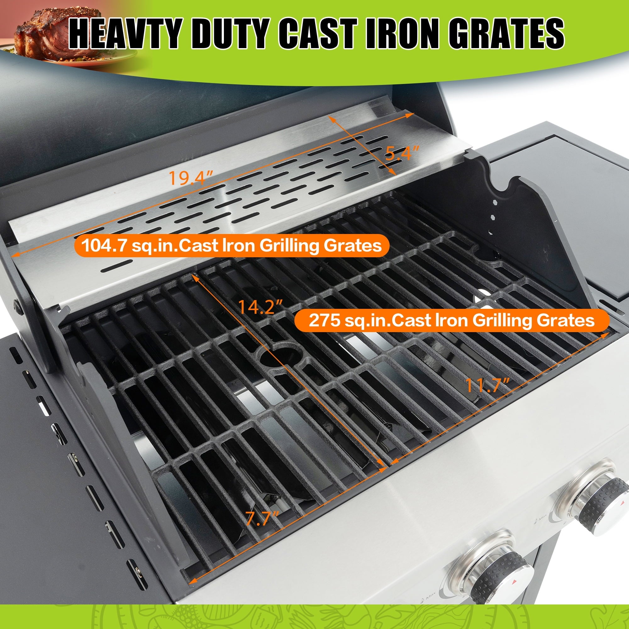 Furnibear Propane Grill, 4 Burner Barbecue Grill Stainless Steel Gas Grill with Side Burner, 47,000 BTU Outdoor Cooking