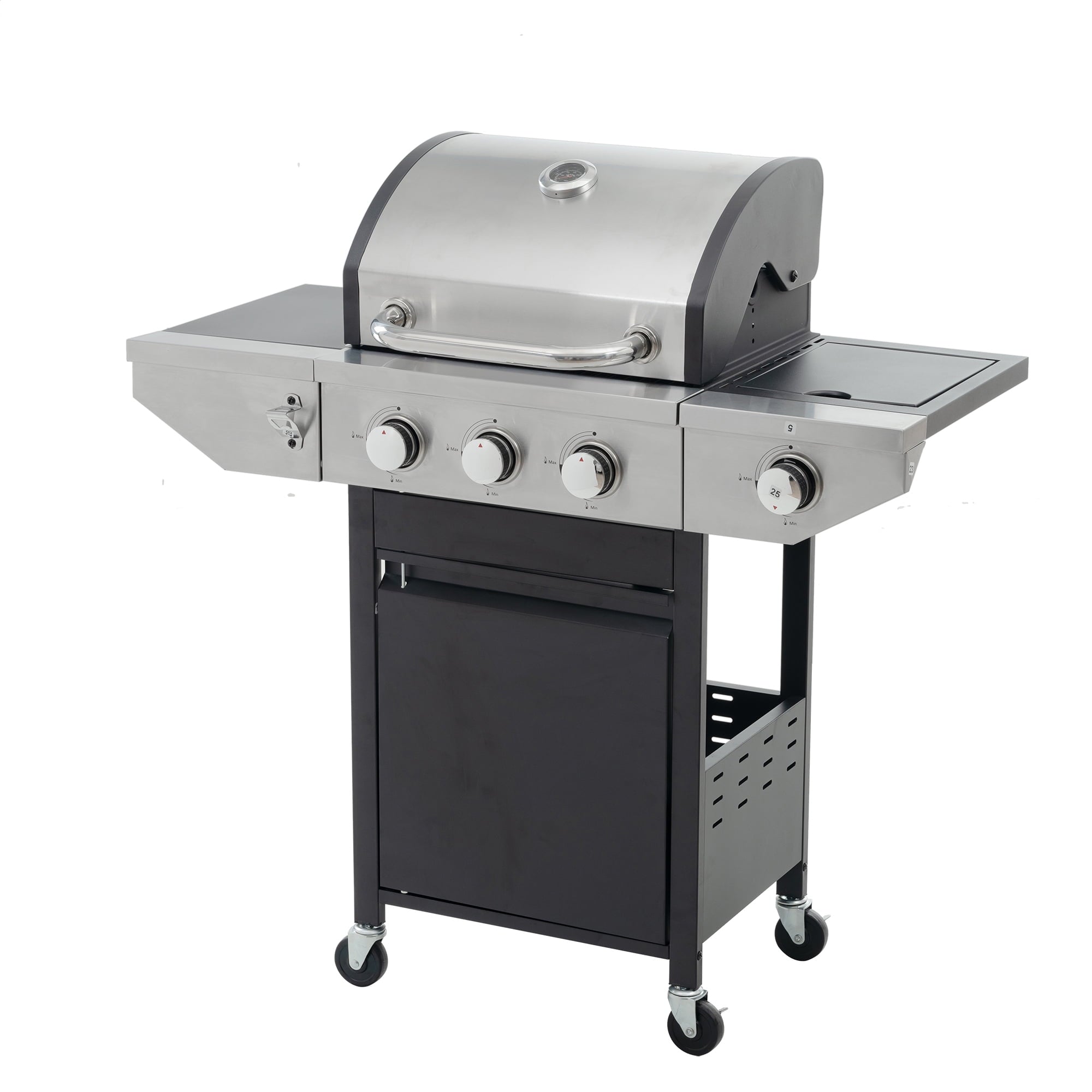Furnibear Propane Grill, 4 Burner Barbecue Grill Stainless Steel Gas Grill with Side Burner, 47,000 BTU Outdoor Cooking