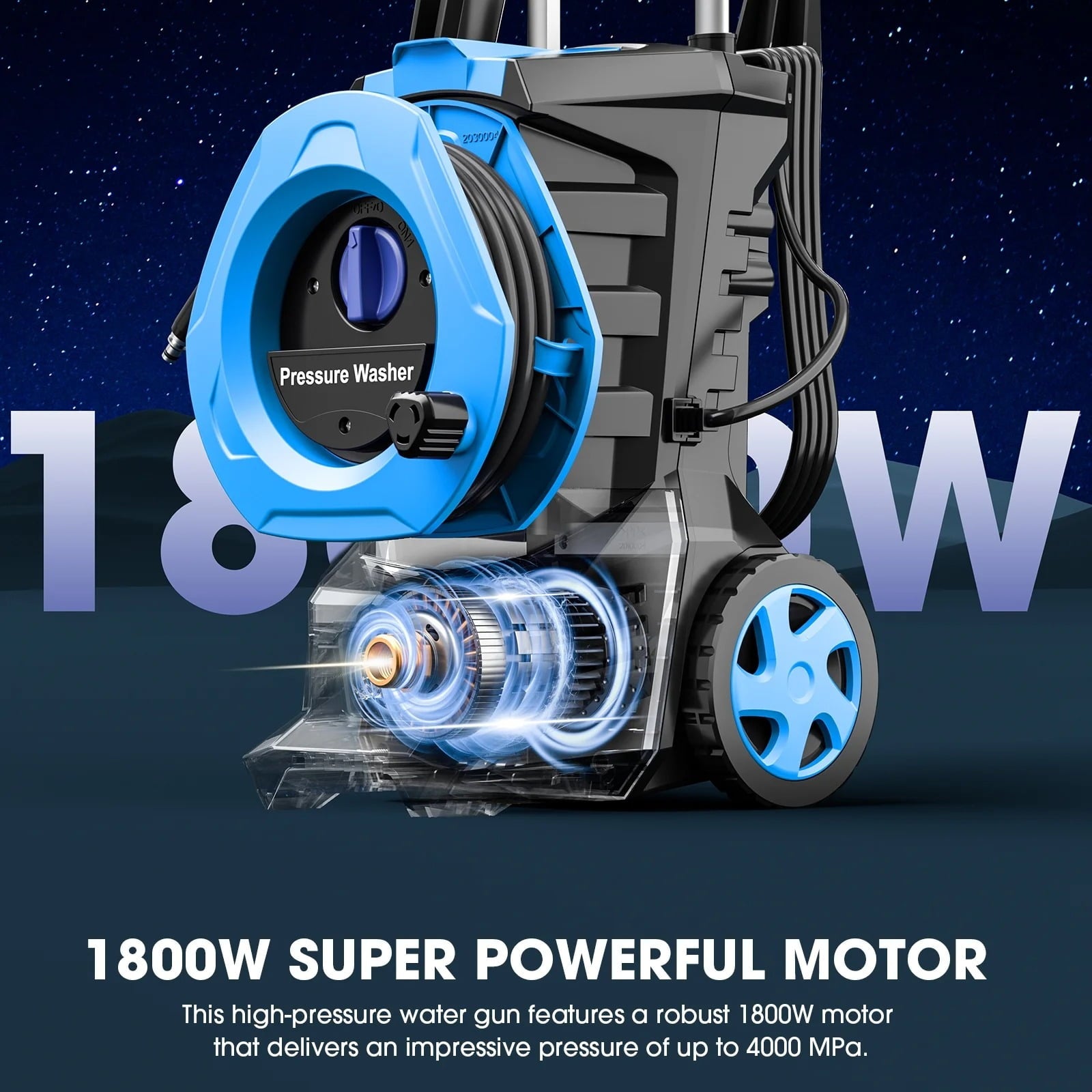 Pressure Washer, 3800PSI 2.6 GPM Max Power Washer Electric Powered for Cars, Fences, Patios, Decks, Patios,Orange