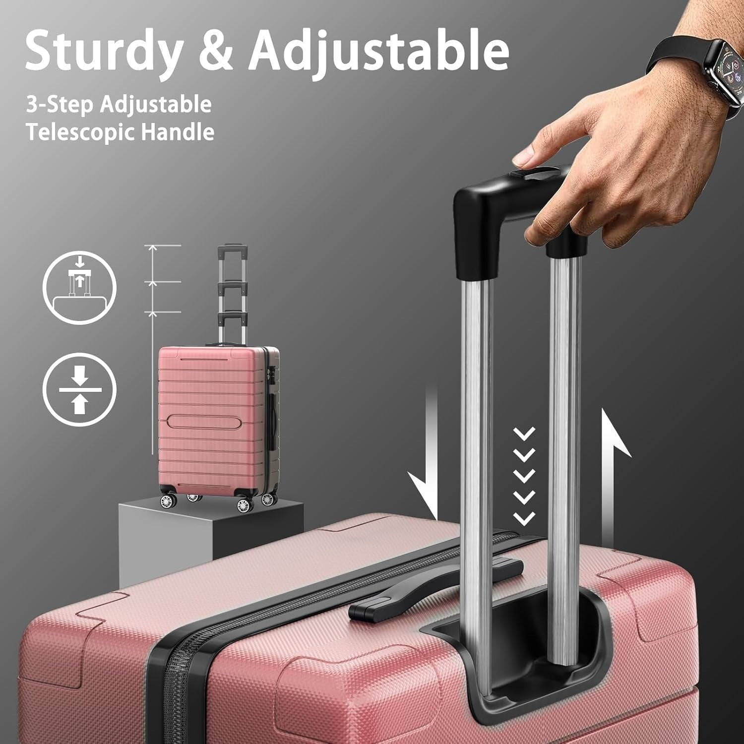 Furnibear Luggage Set 20/24/28 Inch 3 Piece - Hard Shell Suitcases with Spinner Wheels & TSA Lock, Lightweight Durable Luggage Set of 3 (Rose Pink), Rose Pink