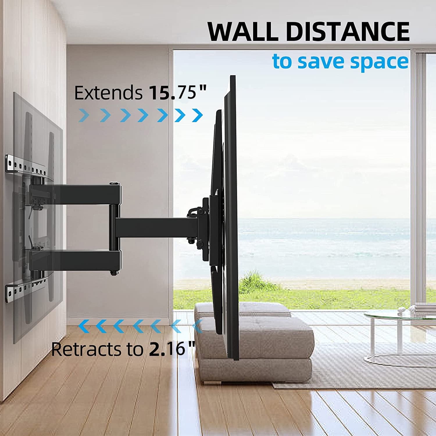 Furnibear Full Motion TV Wall Mount for 26-55 inch LED TV, Corner TV Bracket Swivel Tilt