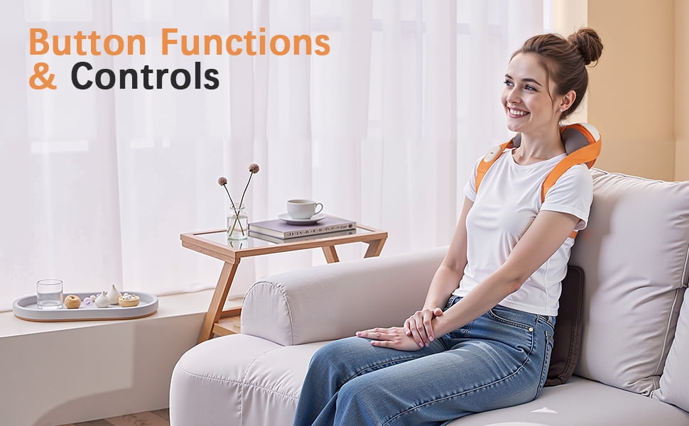 Furnibear Shiatsu Neck Massager with Constant Temperature Heat - Cordless and Portable, Multi-Purpose for Neck/Shoulder/Back/Leg, Deep Muscle Pain Relief