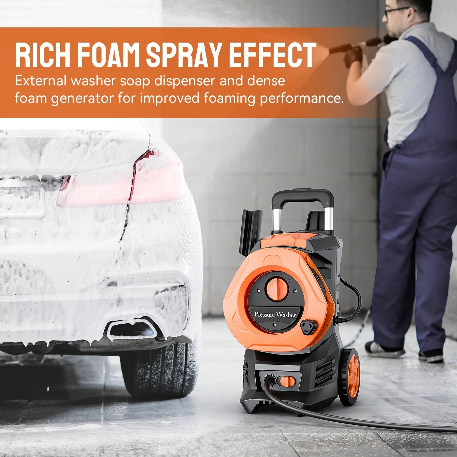 Pressure Washer, 3800PSI 2.6 GPM Max Power Washer Electric Poweredfor Cars, Fences, Patios, Decks, Patios