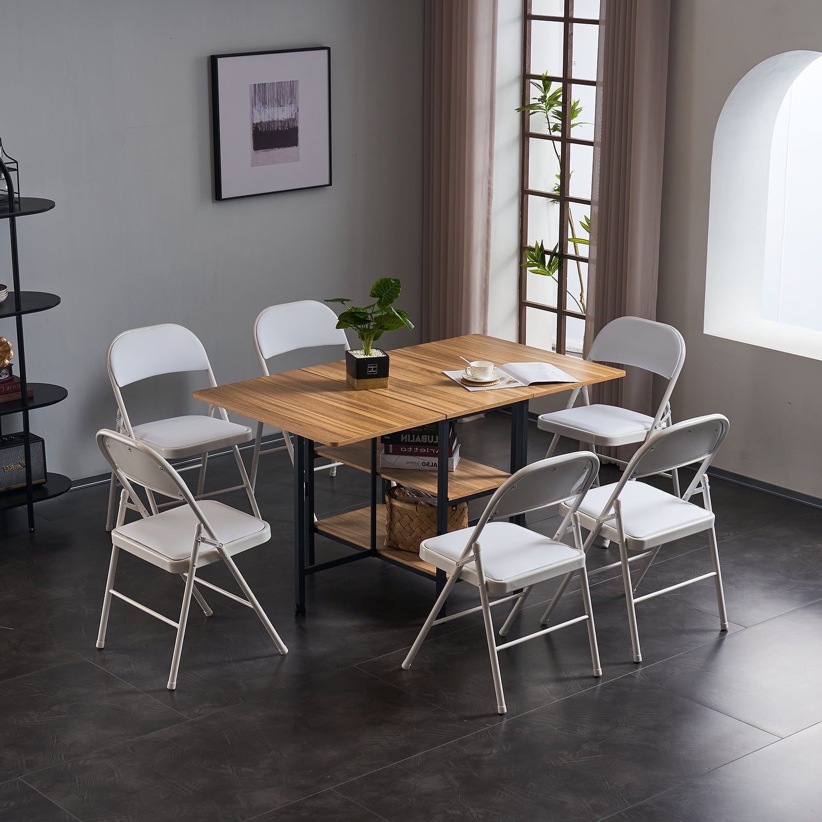 Furnibear 6 Pack Folding Chairs, Leather Padded Cushion Chairs with Comfortable Cushion and Stainless Steel Frame for Home and Office, for Indoor and Outdoor Events